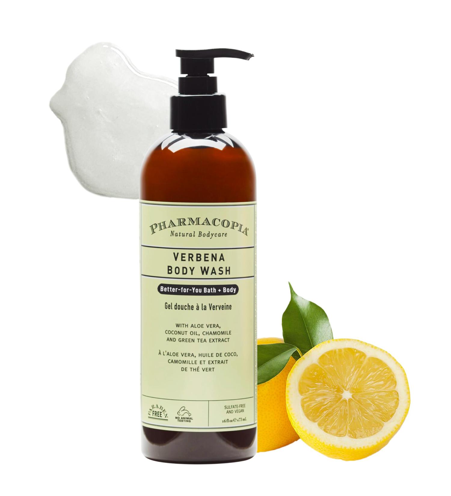 Pharmacopia Verbena Body Wash - Natural Shower Gel Moisturizing and Nourishing Body Cleanser - Infused with Organic Aloe Vera Coconut Oil and Green Tea Extract - Vegan and Cruelty-Free 16 oz - Buy Online on GoSupps.com