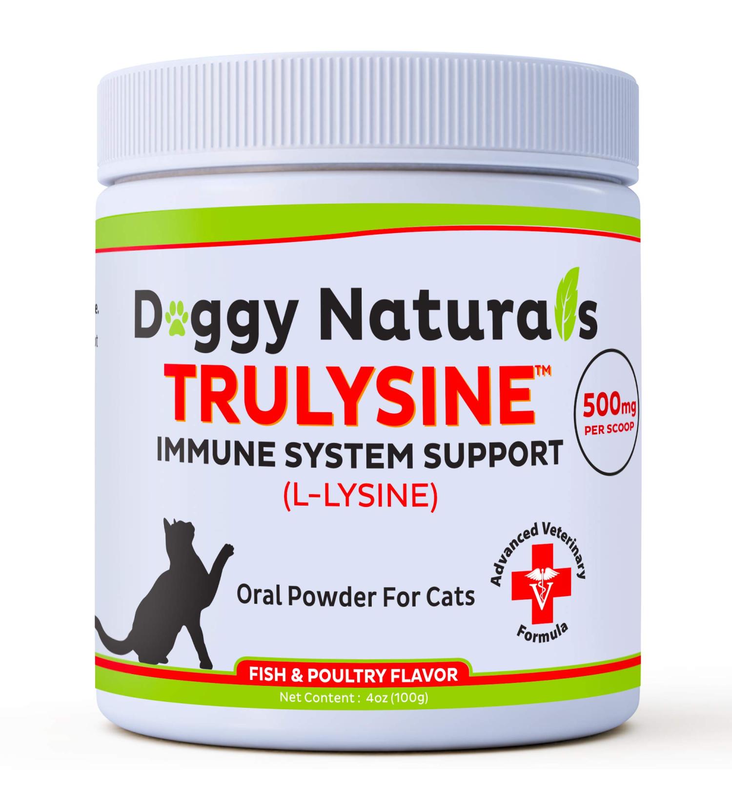 Trulysine Plus L-Lysine for Cats - Immune Support Powder - Chicken or Fish & Poultry Flavor - 100g - Made in USA - Buy Online on GoSupps.com