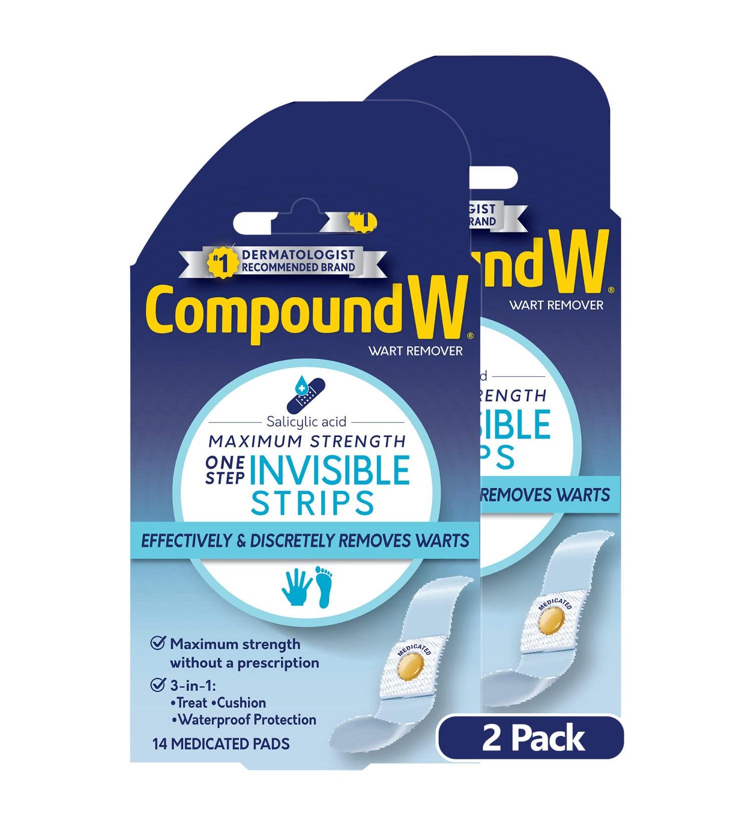 Compound W Maximum Strength Wart Remover Strips - 2 Pack (14 CT) | Invisible & Effective - Buy Online on GoSupps.com