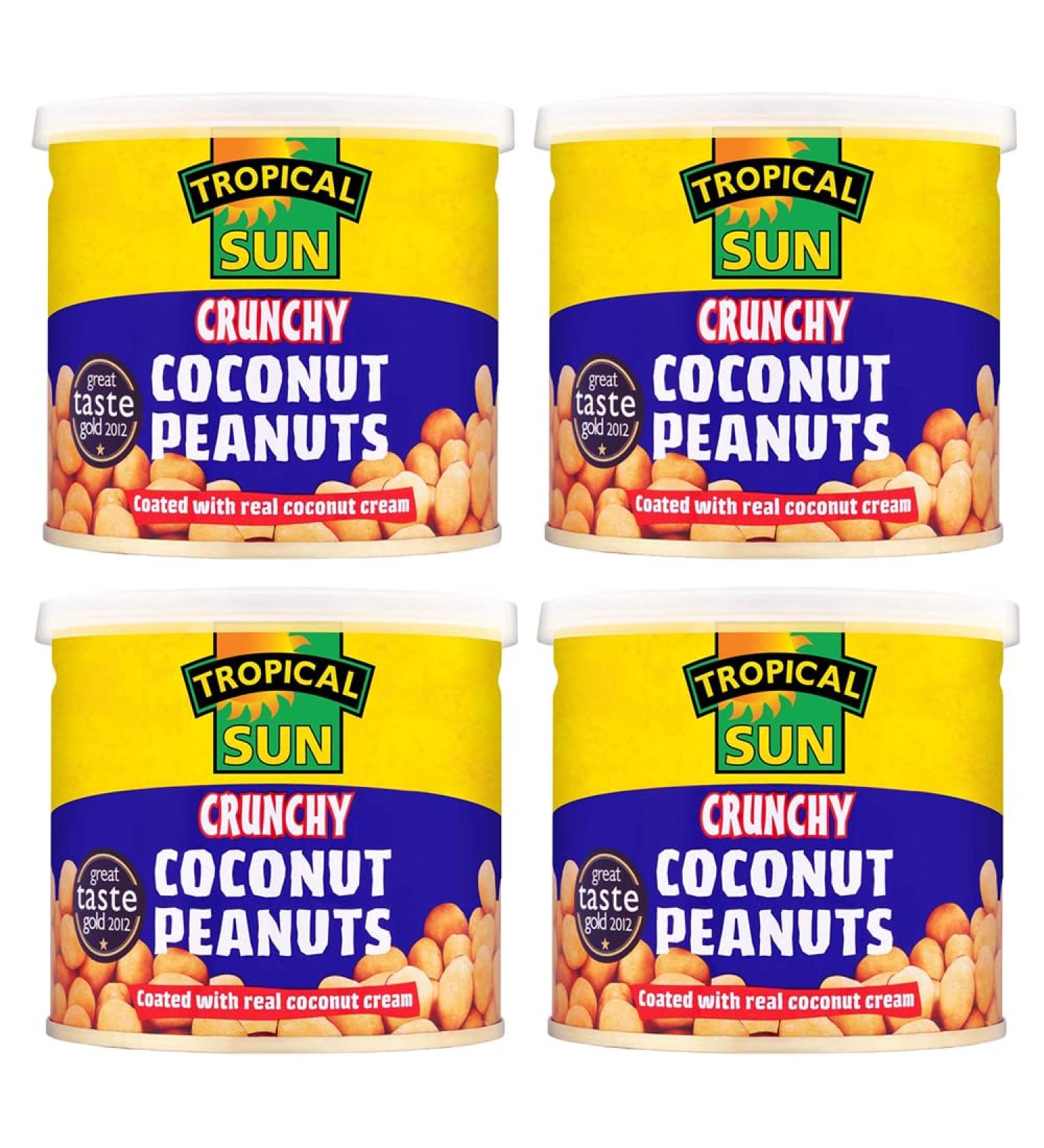 4 x 165g Natural Crunchy Coconut Cream Coated Peanuts Roasted Nuts Snack Lunch Bar Food