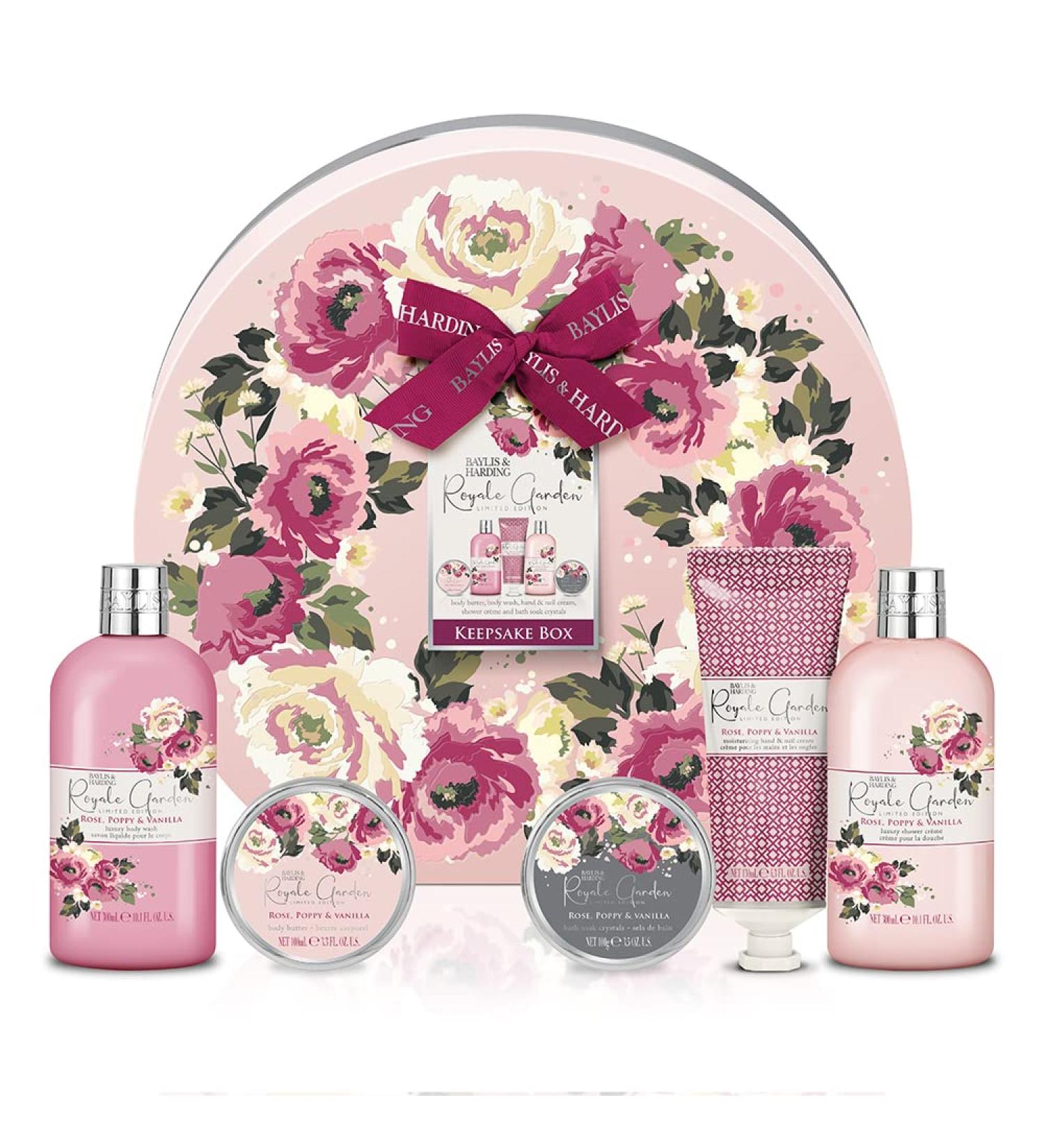 Baylis & Harding Royale Garden Rose Poppy & Vanilla Luxury Gift Set - Vegan Friendly Limited Edition Hat Box - Buy Online on GoSupps.com