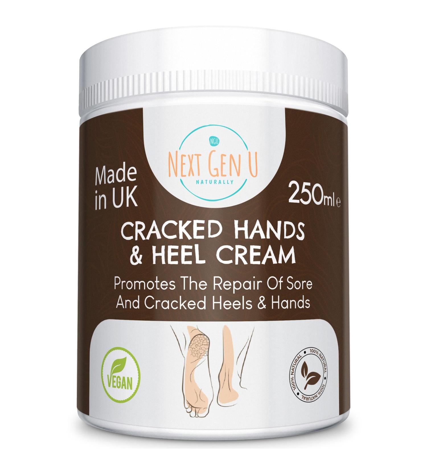 Next Gen U Hand & Heel Cream 250ml - Vegan Intensive Moisturizer for Very Dry Hands & Feet - Softens Hard Calluses, Natural Care for Sore Winter Heels - Men & Women - Buy Online on GoSupps.com