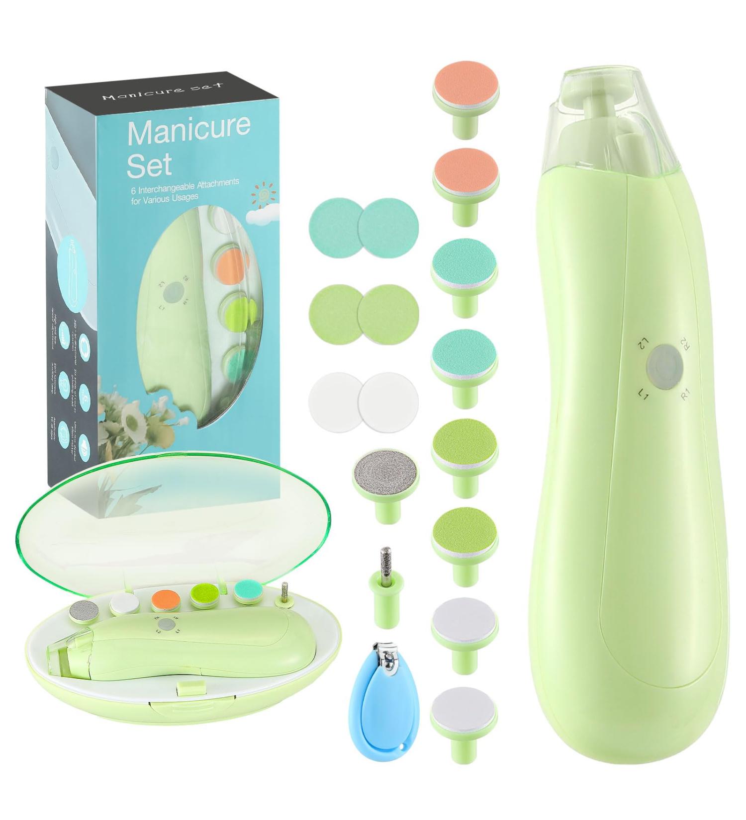 Zooawa 20-in-1 Electric Baby Nail Trimmer Kit - Avocado Green - Buy Online on GoSupps.com