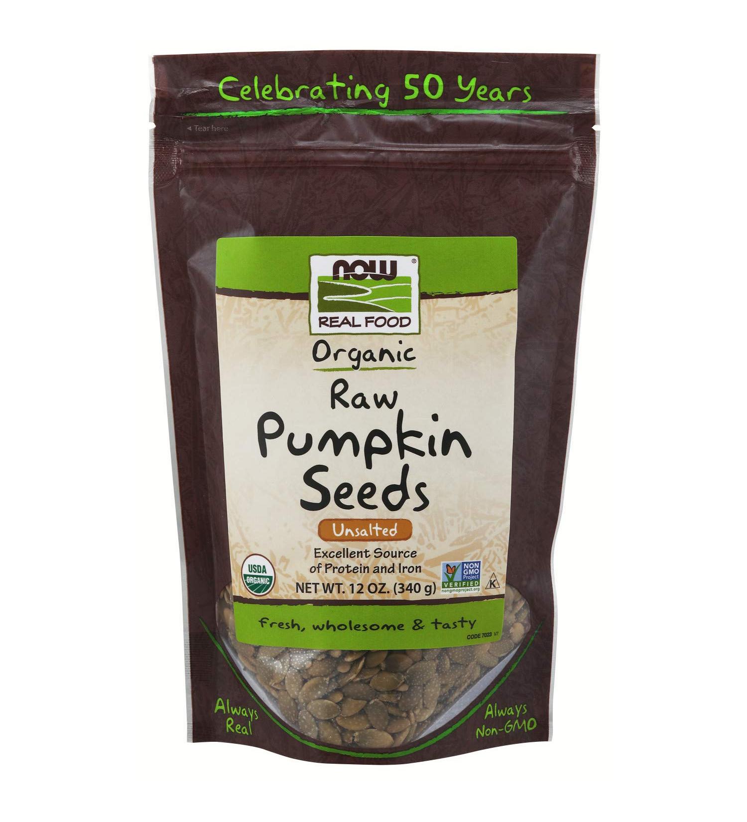 Now Foods Organic Raw Pumpkin Seeds 12 oz - Unsalted & Real Food - Buy Online on GoSupps.com