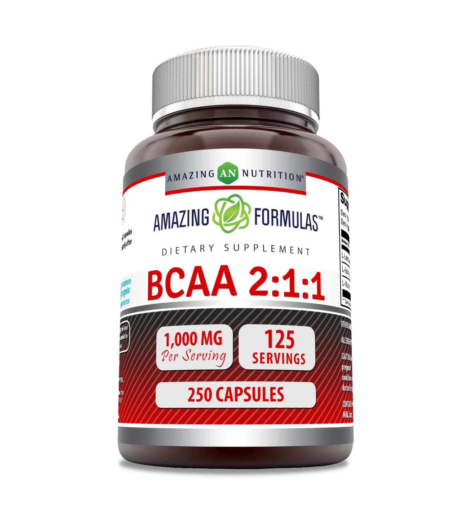 Amazing Formulas BCAA 2:1:1 - 1000 Mg Capsules Supplement | Branched Chain Amino Acids | Made in USA | 250 Count - Buy Online on GoSupps.com