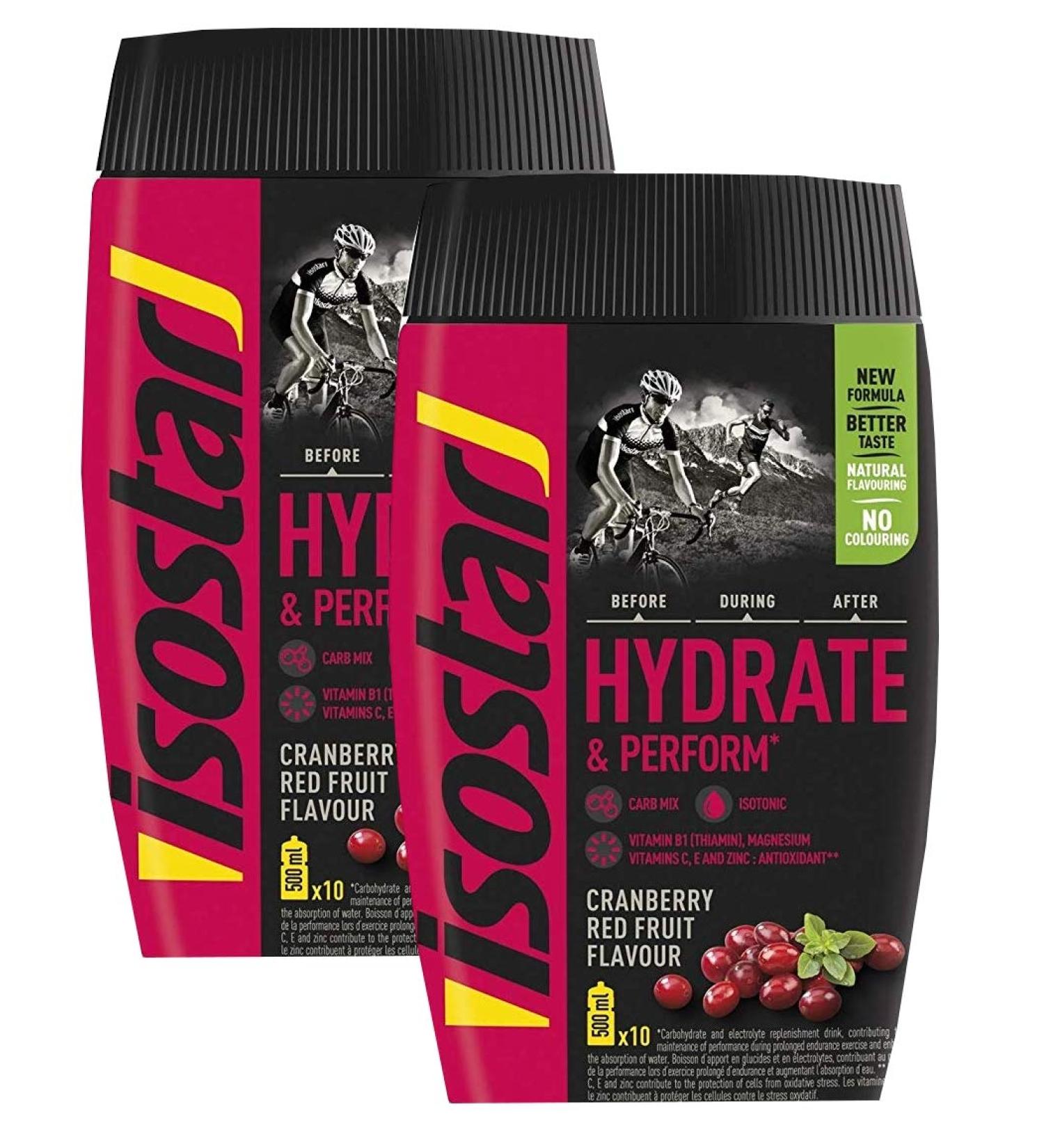  Isostar Isostar Hydrate & Perform Iso Drink - 400g Isotonic Beverage Powder - Electrolyte Powder to Support Sports Performance - Cranberry (2x400g) - Buy Online on GoSupps.com