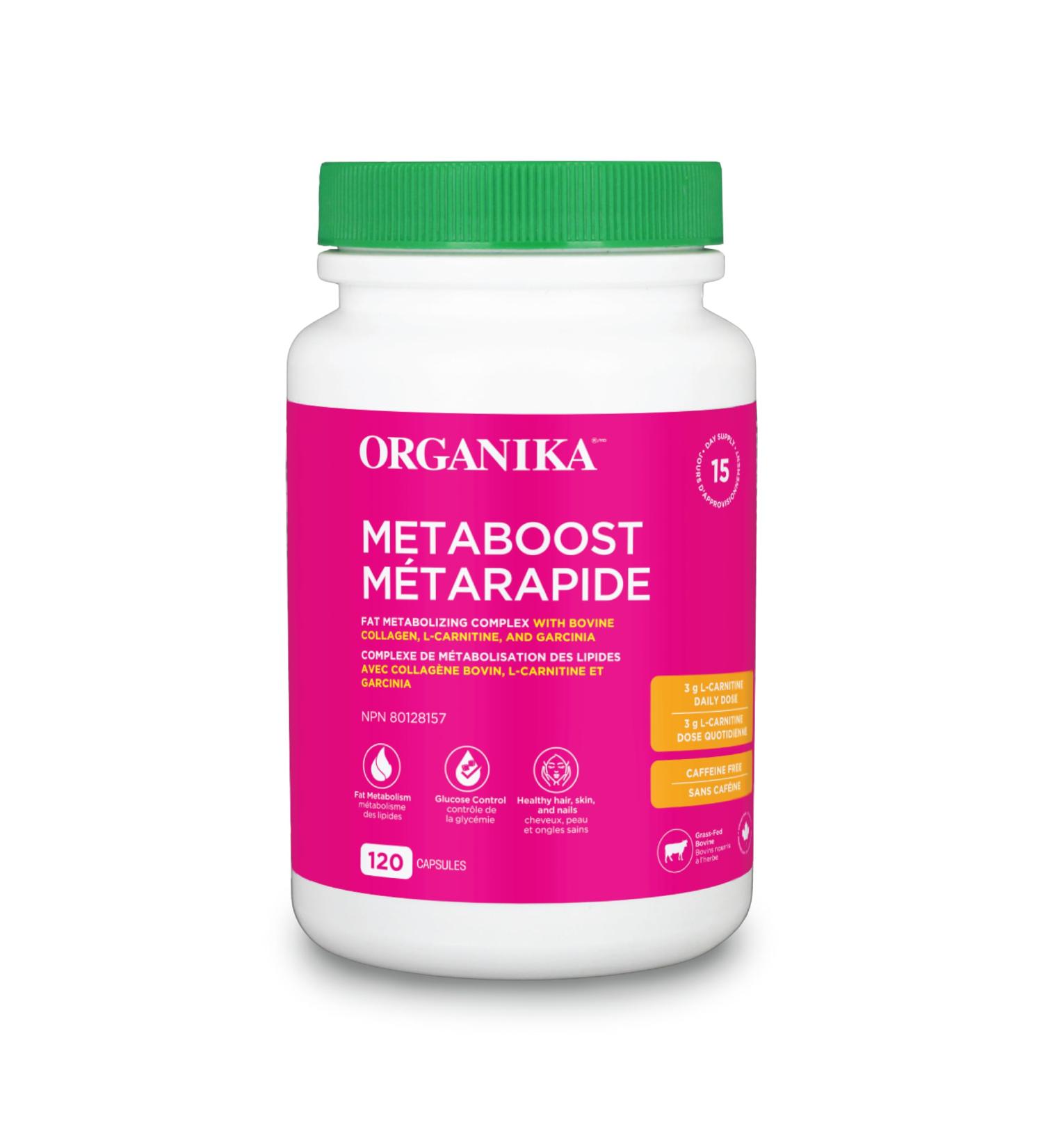 Organika Metaboost - Collagen L-Carnitine and Garcinia - Fat Metabolism Aids Weight Management Supports Physical Activity - 120caps - Buy Online on GoSupps.com