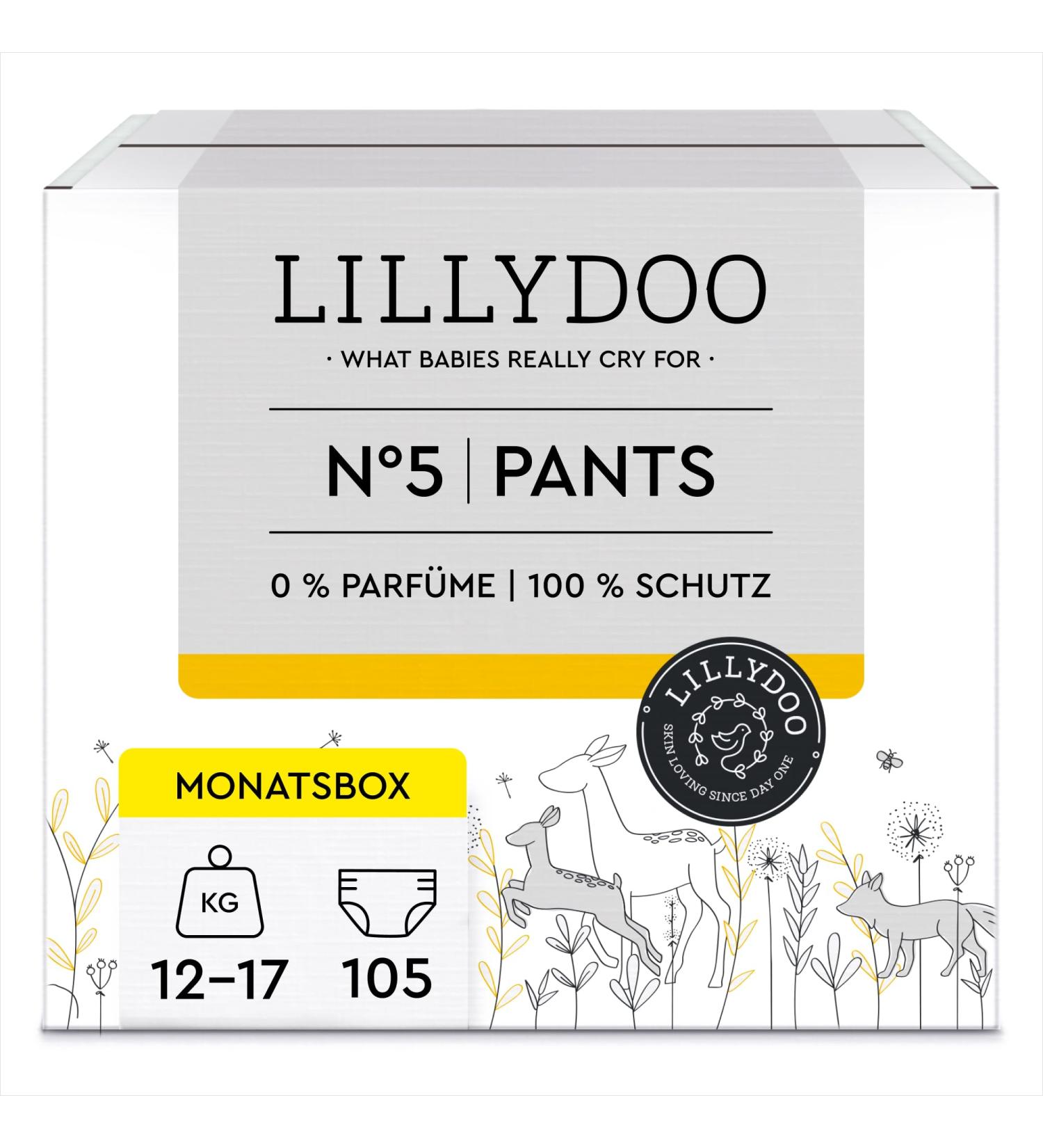 LILLYDOO Skin-Friendly Pants Size 5 (12-17 kg) - Monthly Box of 105 Eco-Friendly Diapers - Buy Online on GoSupps.com