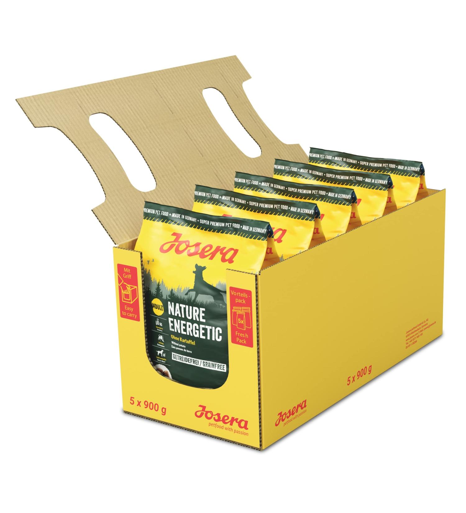 Buy Josera Nature Energetic 5 x 900g - Cereal-Free Super Premium Dog Food | Potatoes-Free Adult Dog Nutrition - Buy Online on GoSupps.com