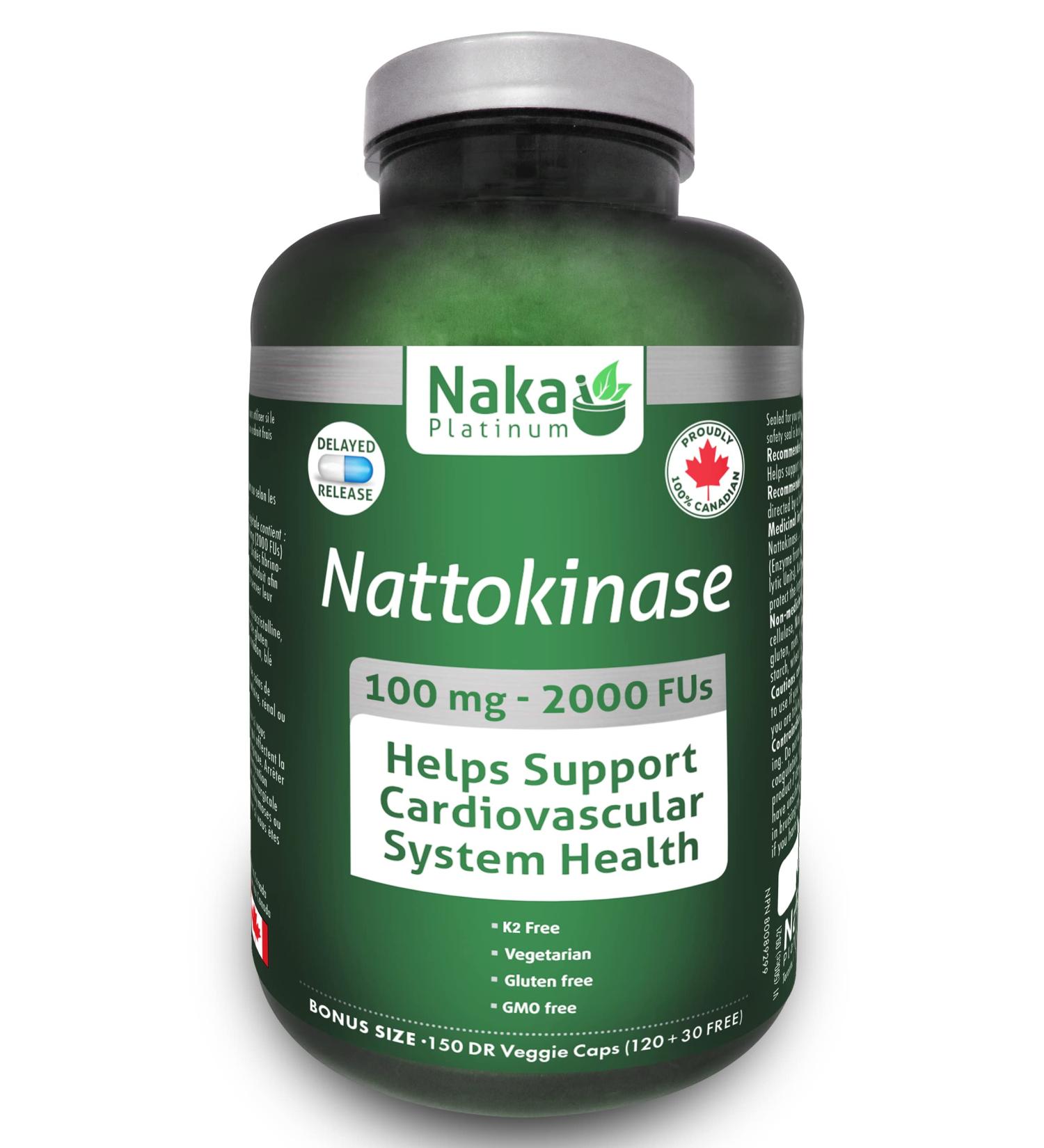 Nattokinase Supplement Capsules Jumbo Bonus Size 150 Veggie Capsules (120 + 30 Free) 100 mg - 2000 FUs Delayed Release | Helps Support Cardiovascular Health Made in Canada 150 count (Pack of 1) - Buy Online on GoSupps.com