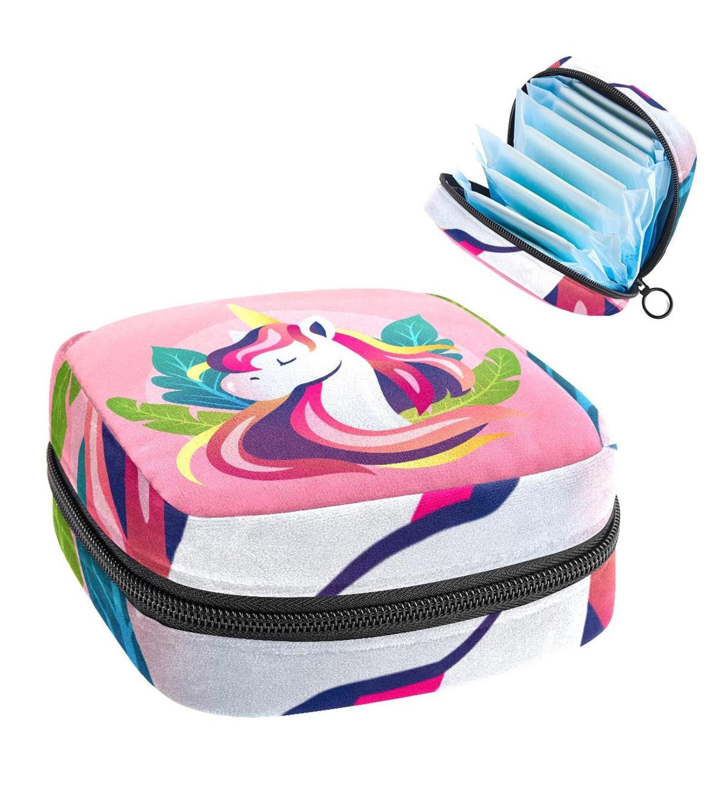 Shop Beautiful Pink Unicorn Portable Period Kit | Women's Bonds Storage Pockets Holder - International Shipping - Buy Online on GoSupps.com