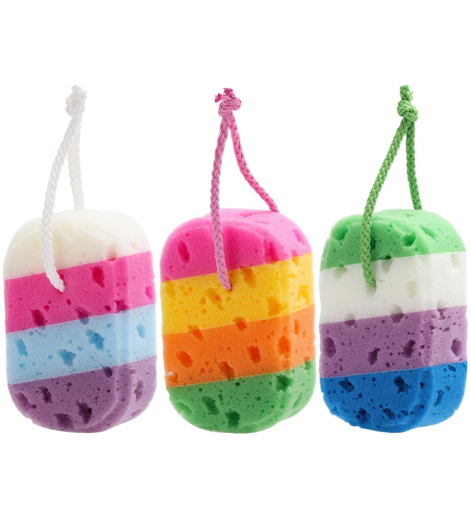 3-Piece Exfoliating Bath Sponge Set for Soft Shower Loofah Body Scrubber - Buy Online on GoSupps.com
