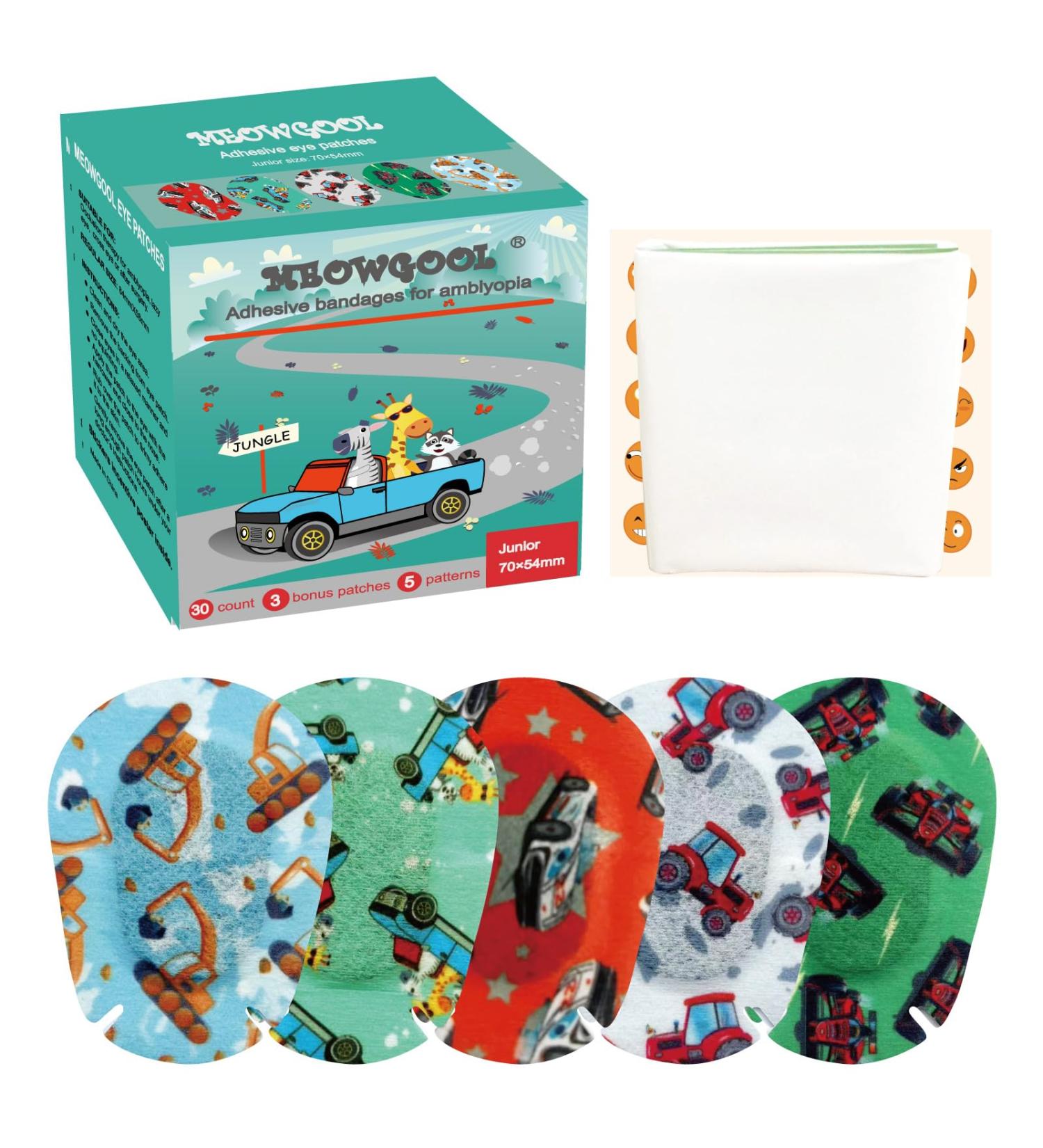 Adhesive Eye Patches for Boys Age 0-2 | Junior Size 30+3 Bonus Patches - Cars Design - Buy Online on GoSupps.com