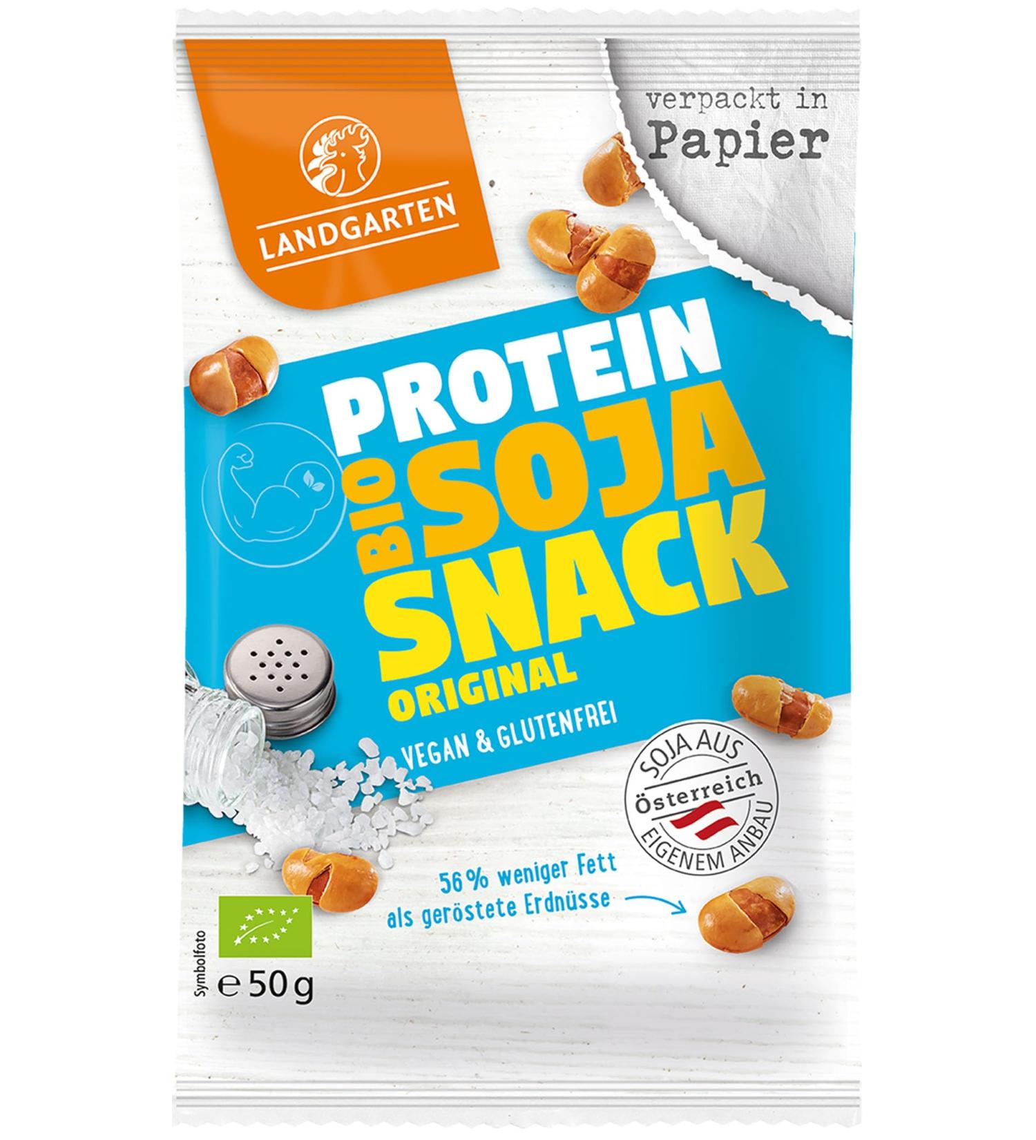 Landgarten Organic Protein Soya Snack Original | Protein-rich snack for on the go | 50 g (1 pack)