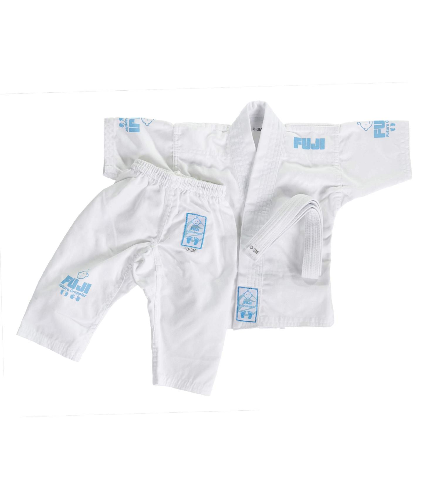 FUJI  Jiu-Jitsu Baby Gi, BJJ Uniform for Babies Blue/White 6-12 Months