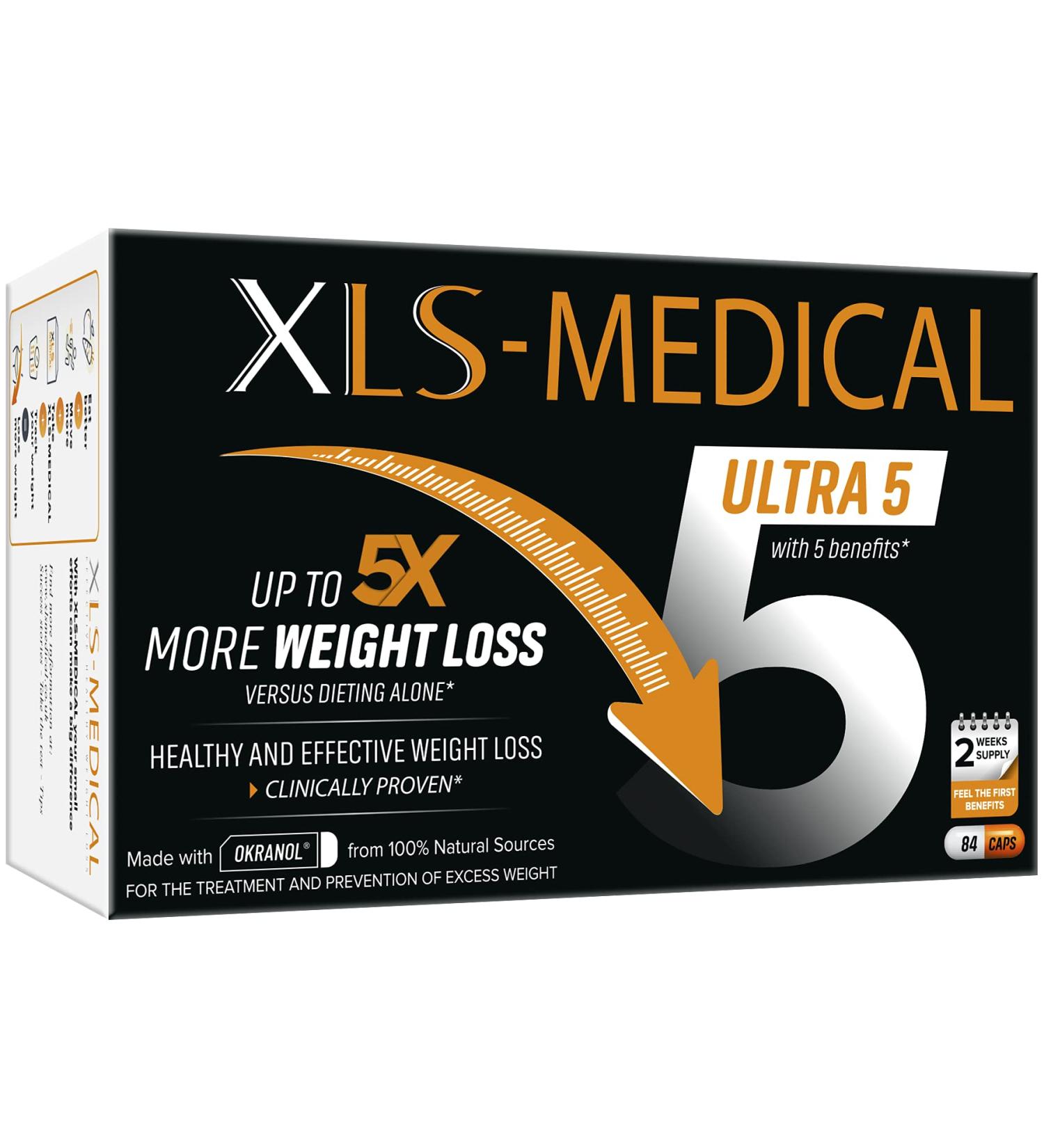 XLS-Medical Ultra 5 Weight Loss Capsules - 84 Capsules - Reduces Dietary Fat Absorption - 2 Week Supply - Buy Online on GoSupps.com