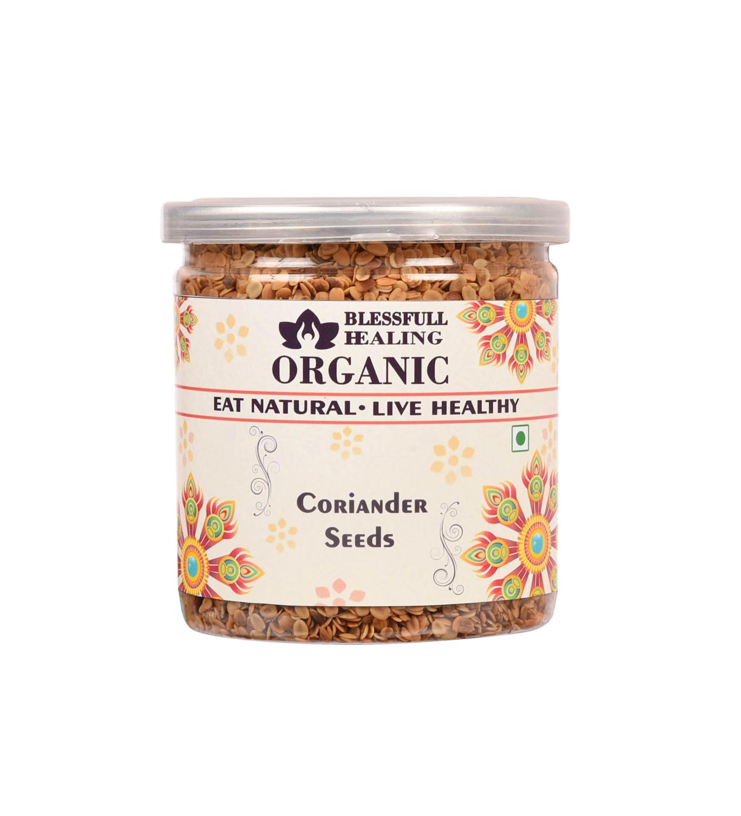 Blessfull Healing Organic Coriander Seeds 300 Gram Airtight Container (Packing May Vary)