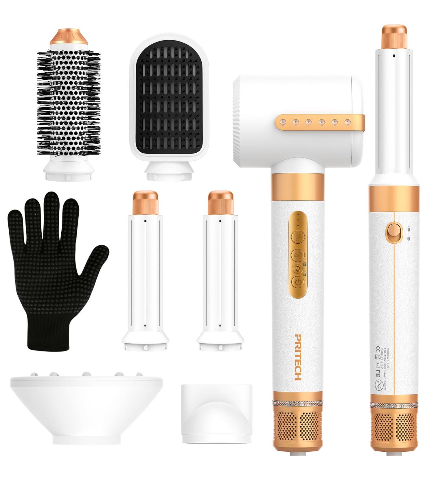 PRITECH 7-in-1 Hair Dryer Brush Set | High-Speed Volumizer & Styling Tools with Diffuser | International Shipping Available - Buy Online on GoSupps.com