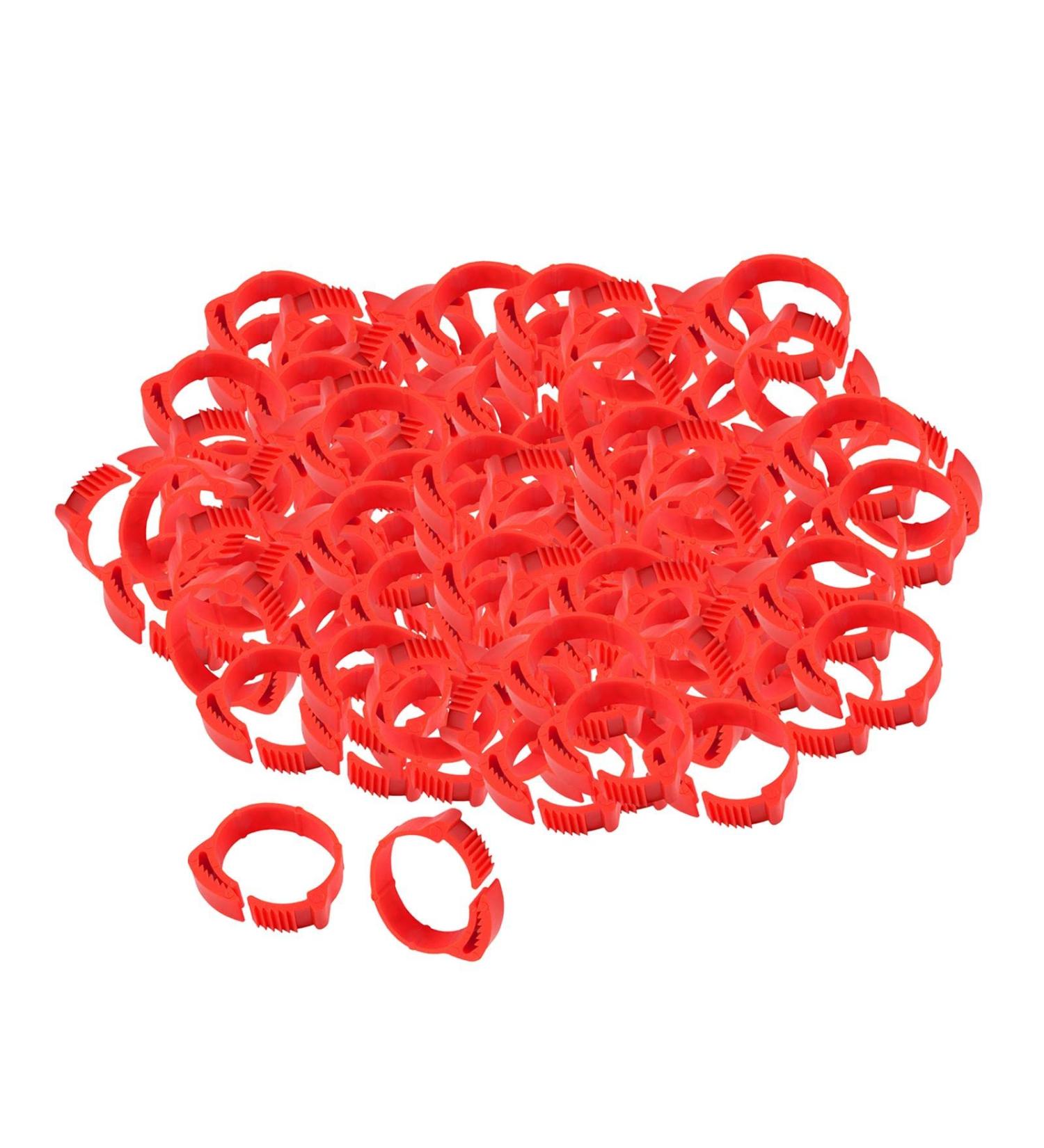 Fenteer 100 St 2.8 cm Adjustable Chicken Rings | Foot & Leg Rings for Poultry - Perfect for Ducks & Geese - Red Clip Rings - Buy Online on GoSupps.com
