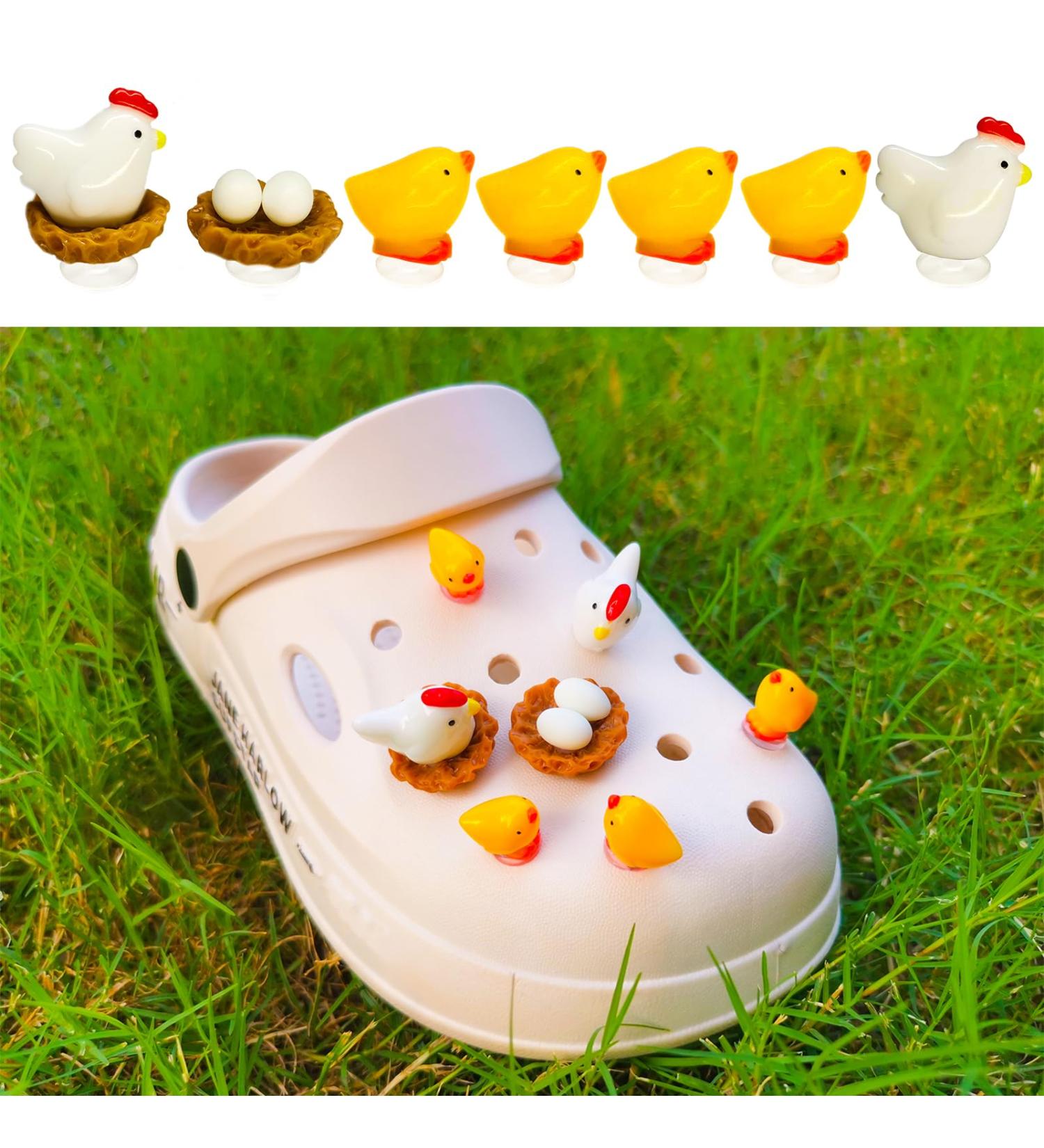 AYWVRBST 7 Pcs Cute 3D Animal Adorn Adorn DIY of Chick Hen Eggs Shoe Decoration for Shoes with Holes Shoe Accessories for Boys and Girls (Chicken Family) - Buy Online on GoSupps.com
