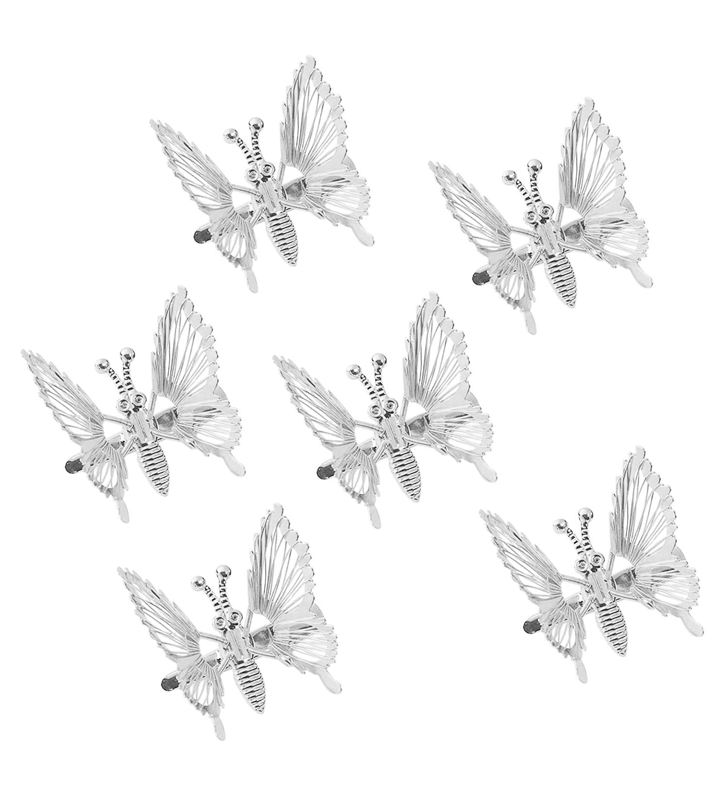Yzurbu 6pcs Butterfly Hair Clips - 3D Metal Moving Wings Hair Barrettes for Women and Girls (Silver) - Buy Online on GoSupps.com