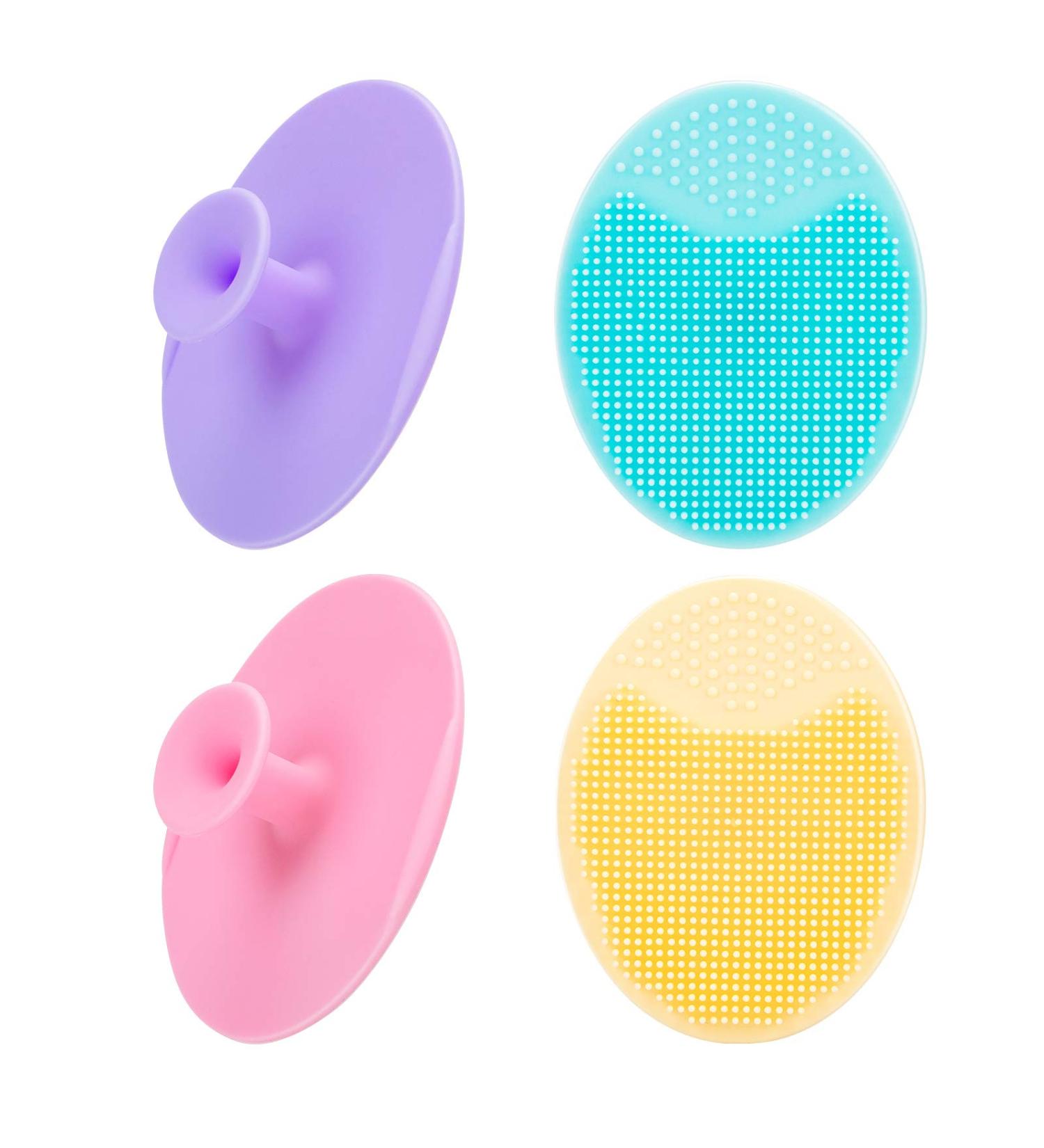 4 Pack Silicone Facial Cleansing Brush Set for Deep Skin Care - Exfoliator, Blackhead & Acne Remover, Pore Pad - Multi-colored - Buy Online on GoSupps.com