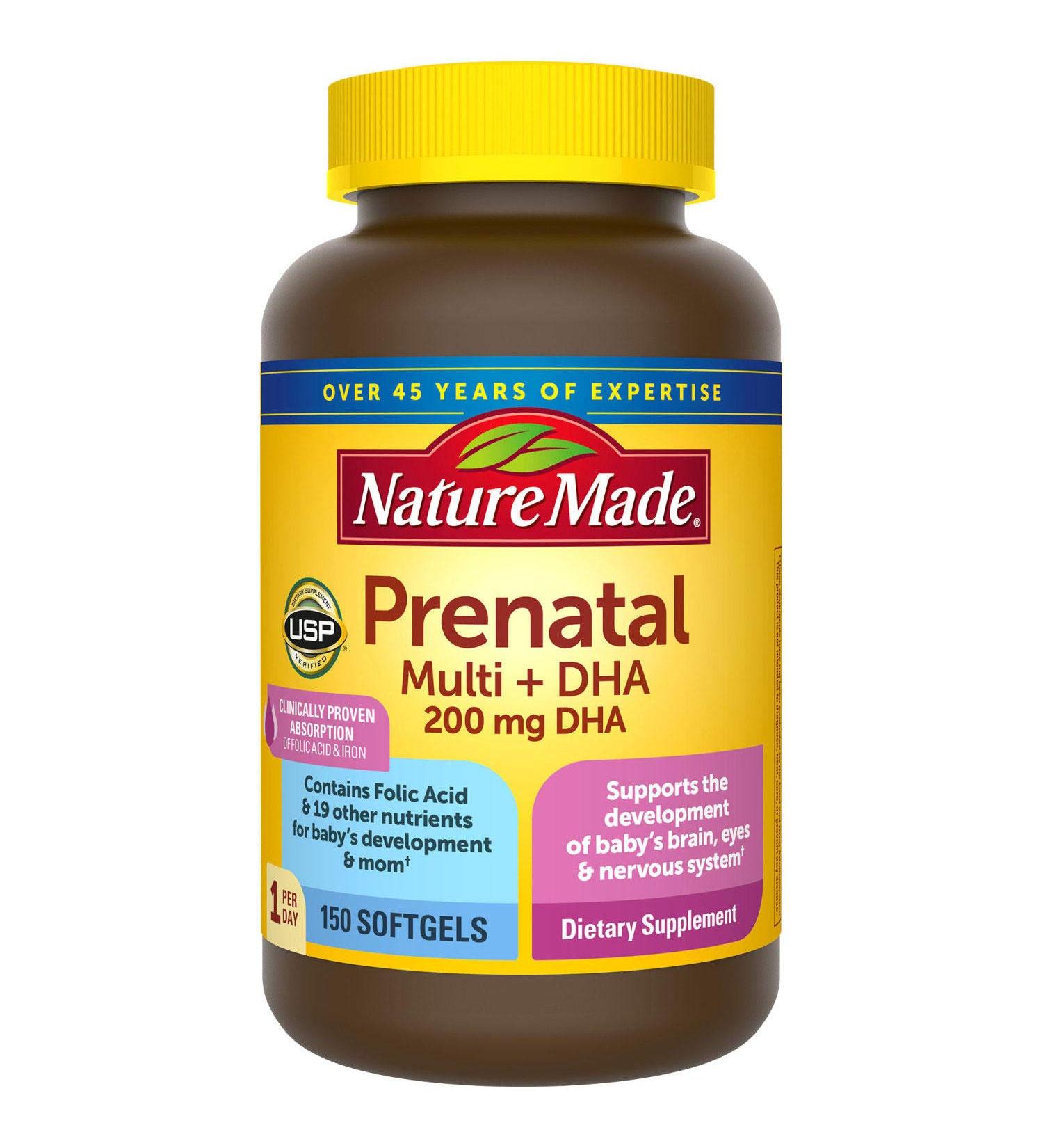Nature Made Prenatal + DHA 200 mg Softgels - 150 Count - Buy Online on GoSupps.com