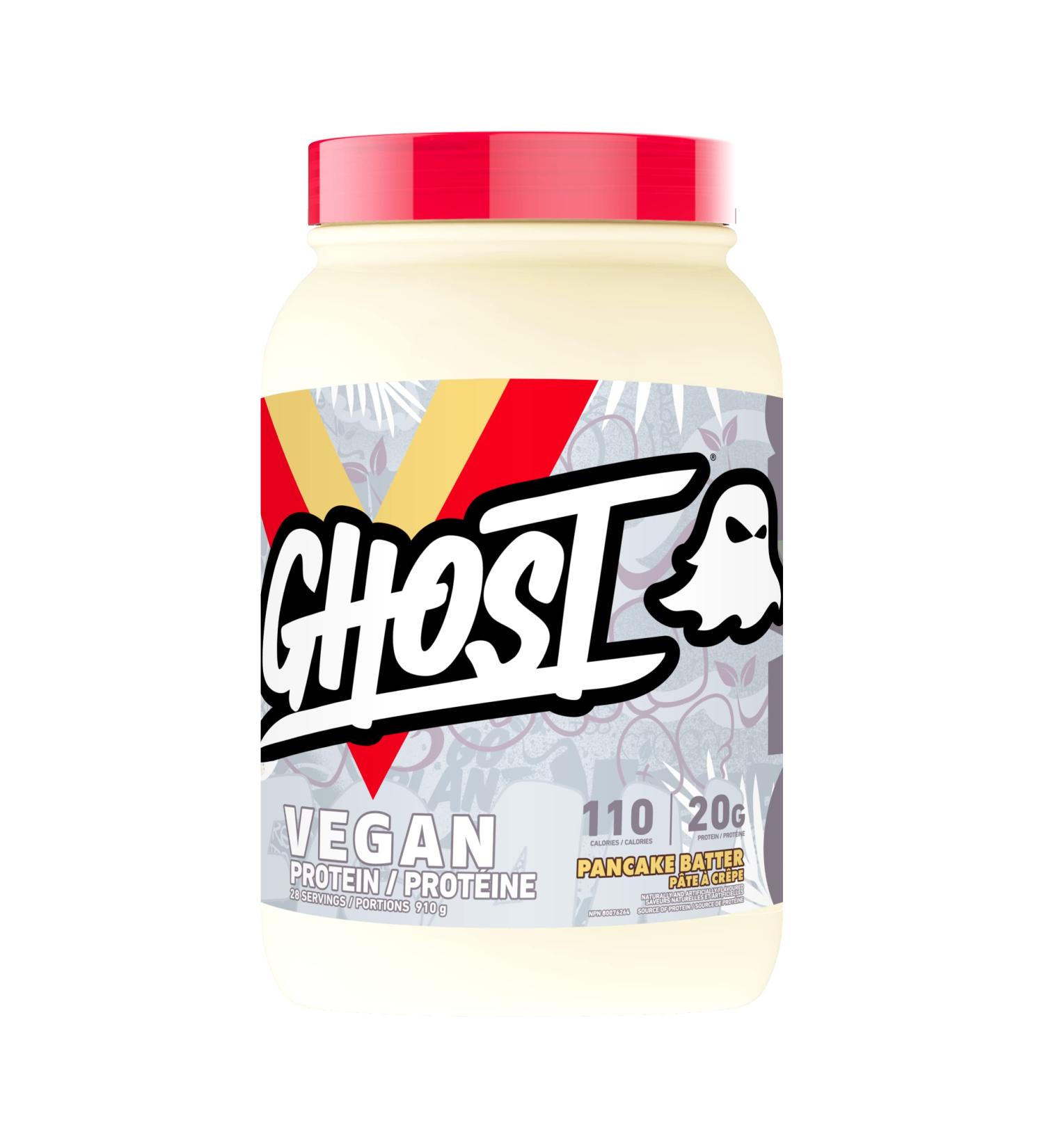 GHOST Vegan Protein Powder - 2lb 20g of Protein - Plant-Based Pea & Organic Pumpkin Protein - Post Workout & Nutrition Shakes Smoothies & Baking - Soy & Gluten-Free (Pancake Batter) - Buy Online on GoSupps.com
