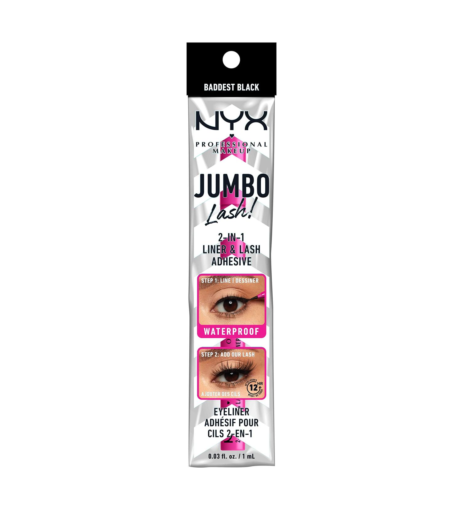 NYX Professional Makeup 2-in-1 Liner & Eyelash Glue - Waterproof High Durability Jumbo Lash Felt-Pin Applicator - Bathroomdest Black - Buy Online on GoSupps.com