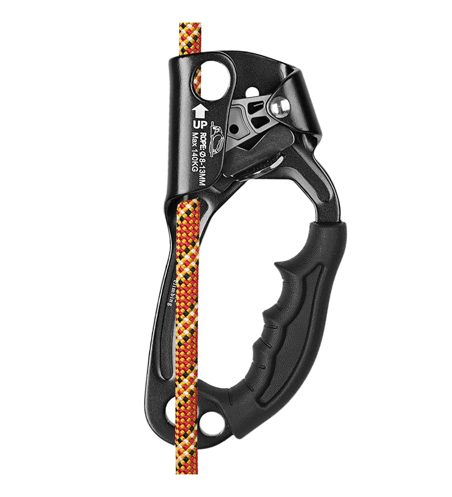 AOKWIT Climbing Ascender Right Hand Black - Aviation Light Alloy Rappelling Belay Gear for Rock Climbing, Tree Arborist, SRT Climbing - Handle Clamp Included - Buy Online on GoSupps.com