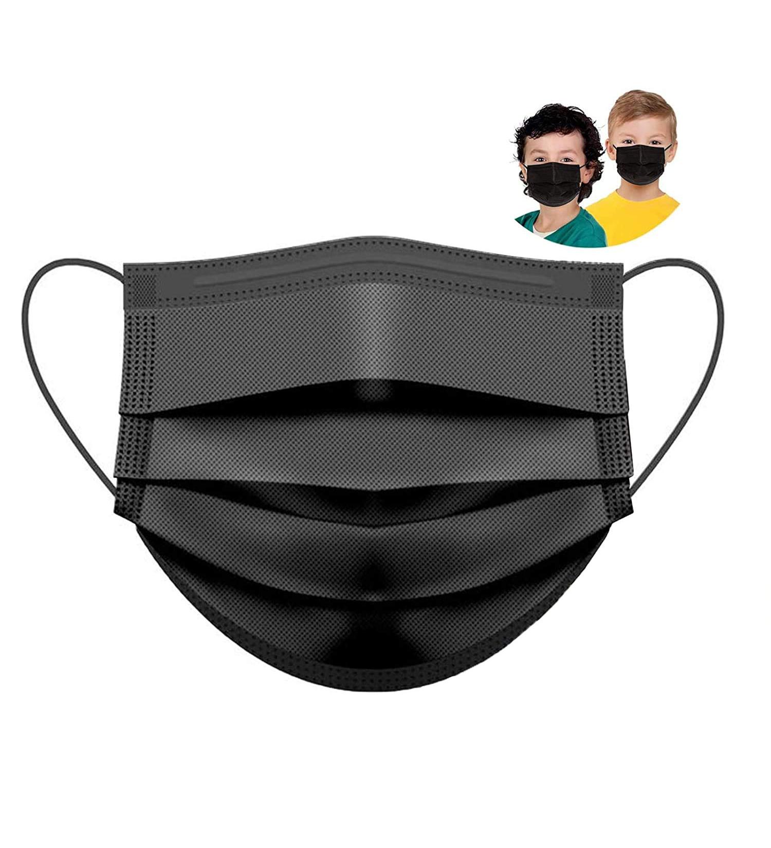 Parama 50pcs Kids Black Medical Masks - 100% Made in Italy EN14683 Type II BFE 99% Disposable Mouth & Nasal Protection - Buy Online on GoSupps.com