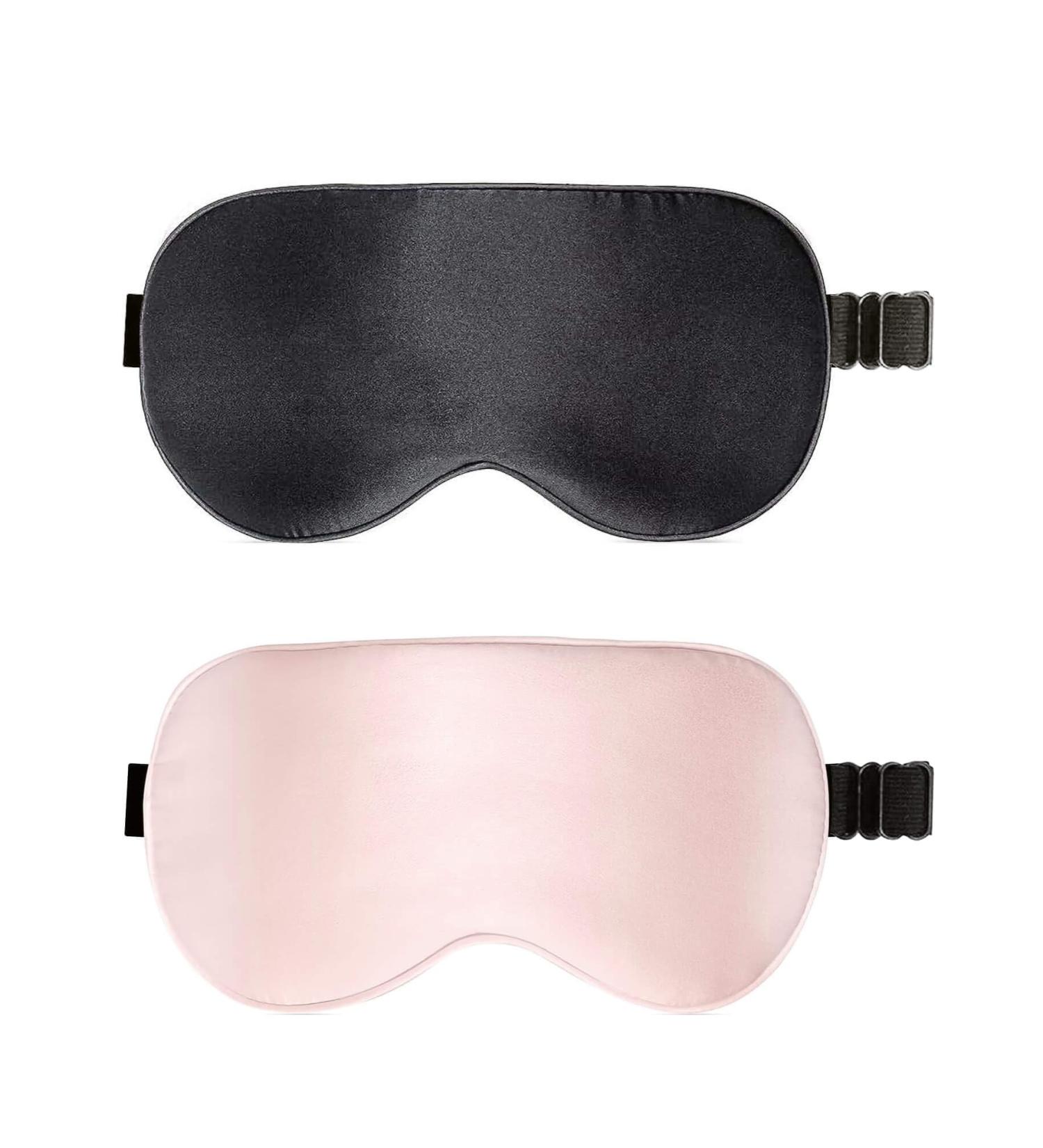 Sleep Mask 2 Pack - 100% Light Blocking Eye Masks for Sleeping | Super Soft Adjustable Eye Covers (Black & Pink - Buy Online on GoSupps.com