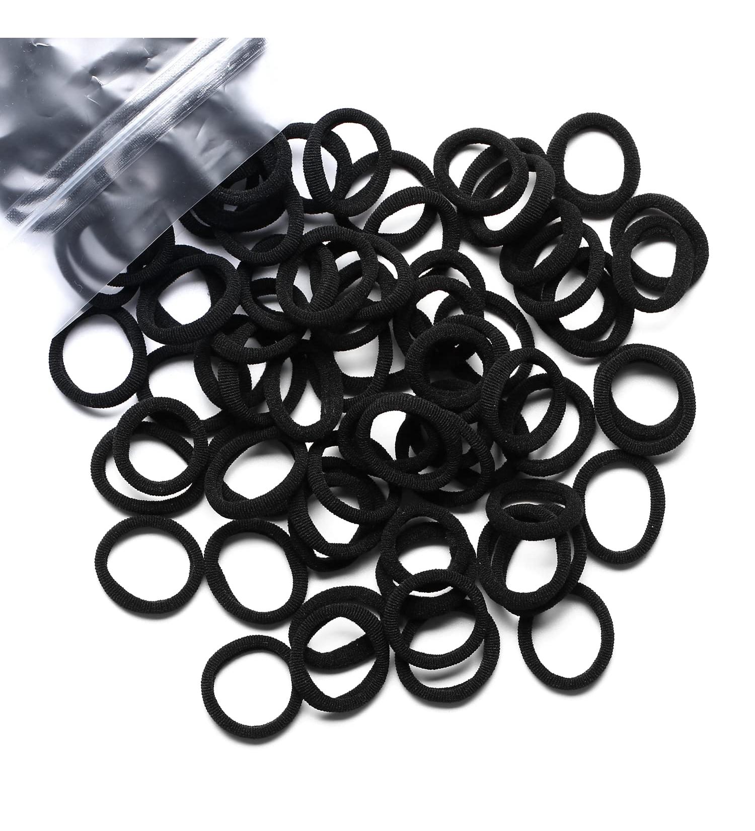 WANBY Mini Black Hair Ties - 100 Pack Soft Seamless Hair Bands for Girls and Toddlers - Buy Online on GoSupps.com
