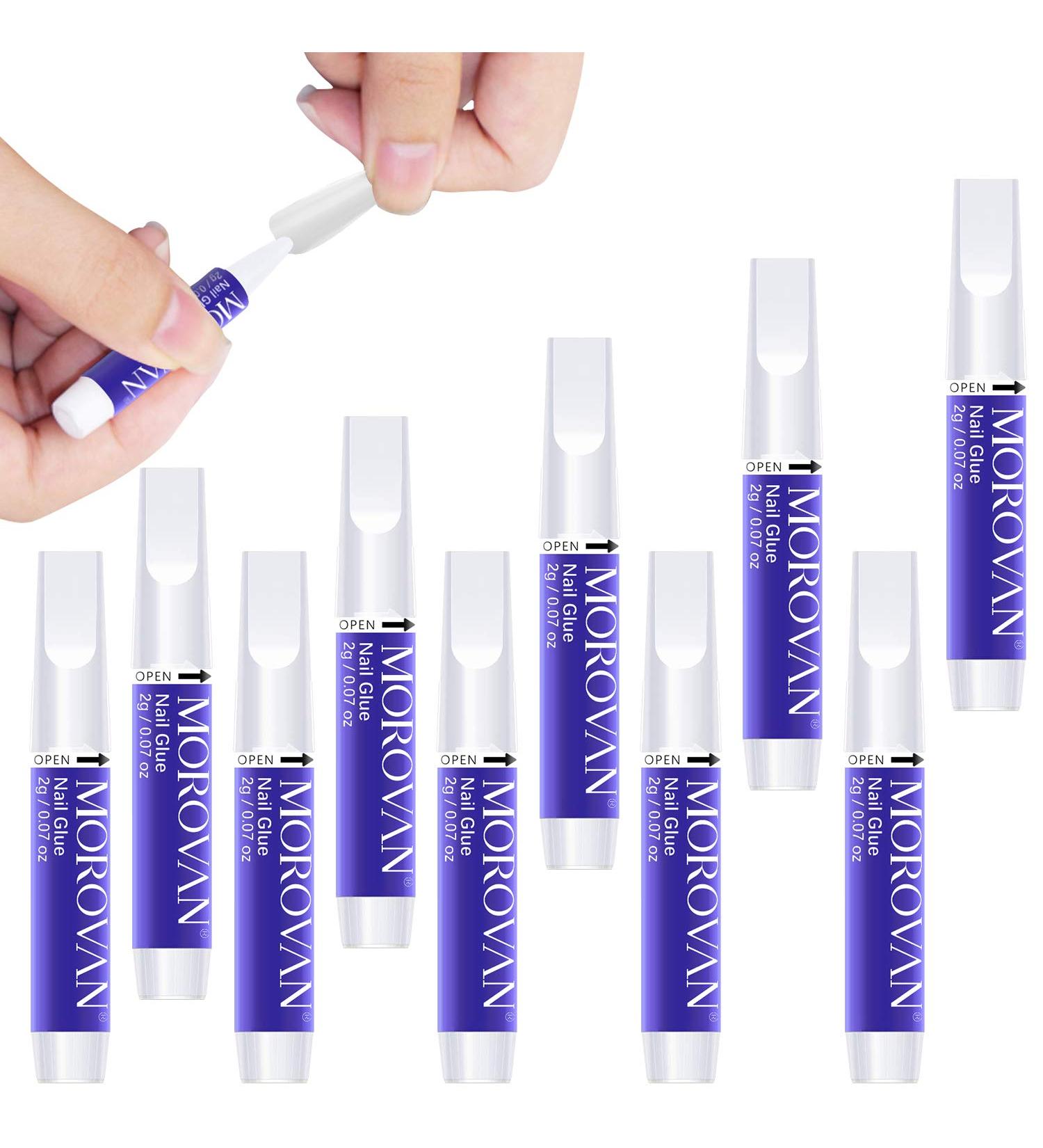 Morovan Nail Glue 10PCS - Professional Super Strong Adhesive for Acrylic Nails - Buy Online on GoSupps.com