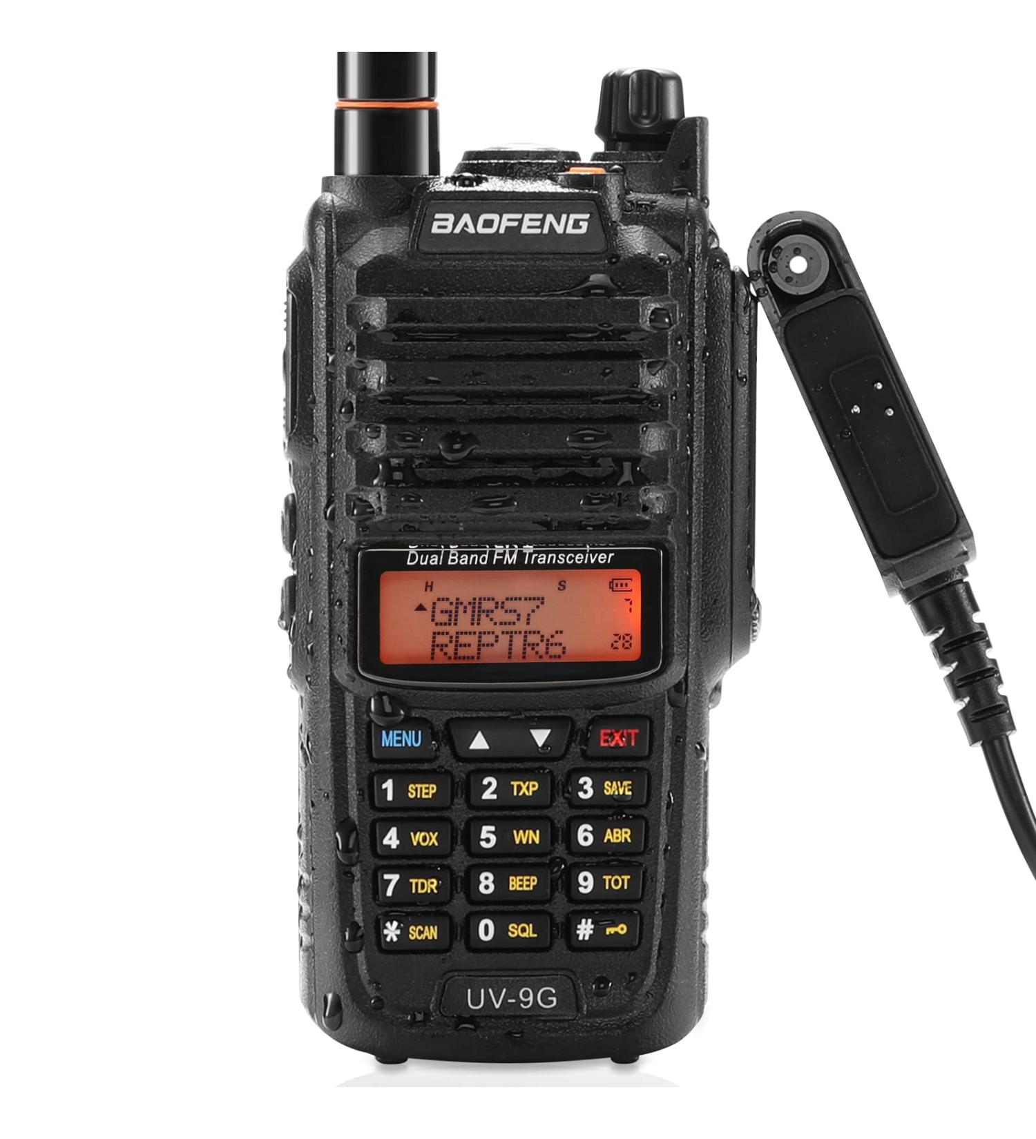 BAOFENG UV-9G GMRS Radio: Waterproof IP67, Long Range, Rechargeable, Dual Band, NOAA Scanner, GMRS Repeater, Programming Cable Included - Buy Online on GoSupps.com