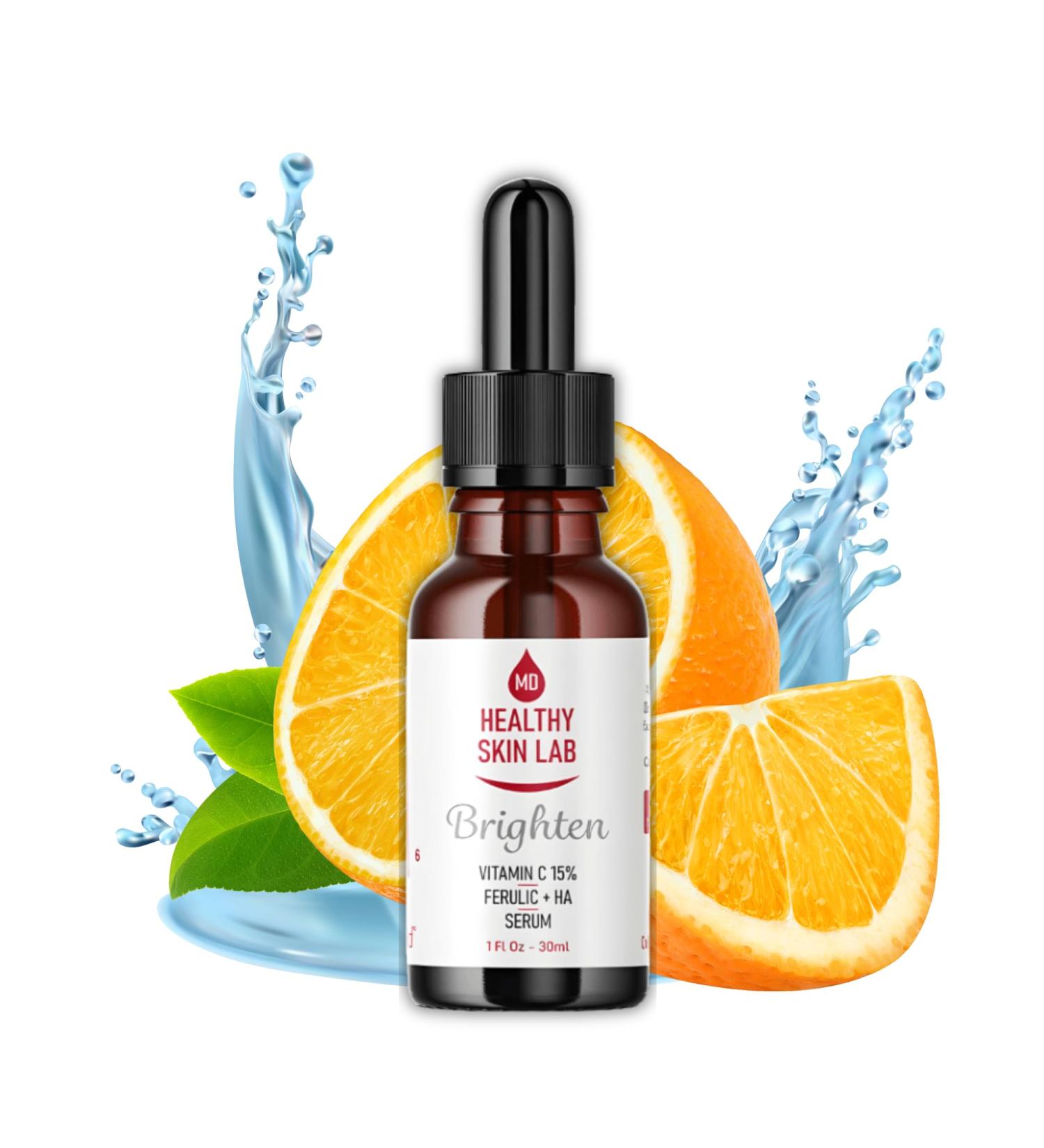 Brighten Vitamin C Serum 15% - Pure L-Ascorbic Acid CE Ferulic Acid Anti-Aging & Moisturizing Ingredients - Collagen Boosting Peptides 30ml - Buy Online on GoSupps.com