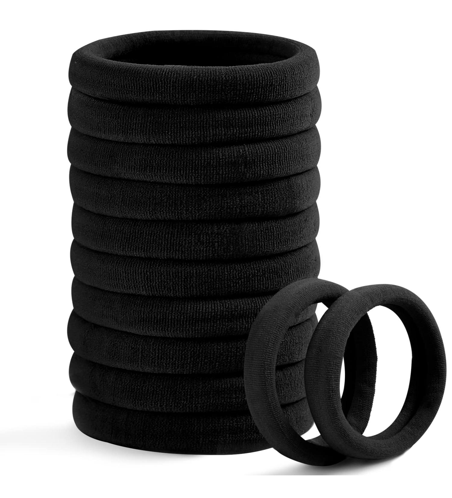 100 PCS Large Elastic Hair Ties for Thick Hair - Non-Slip Ponytail Holders for Women & Men - Stretchy Black Hair Bands for Curly Hair - Buy Online on GoSupps.com