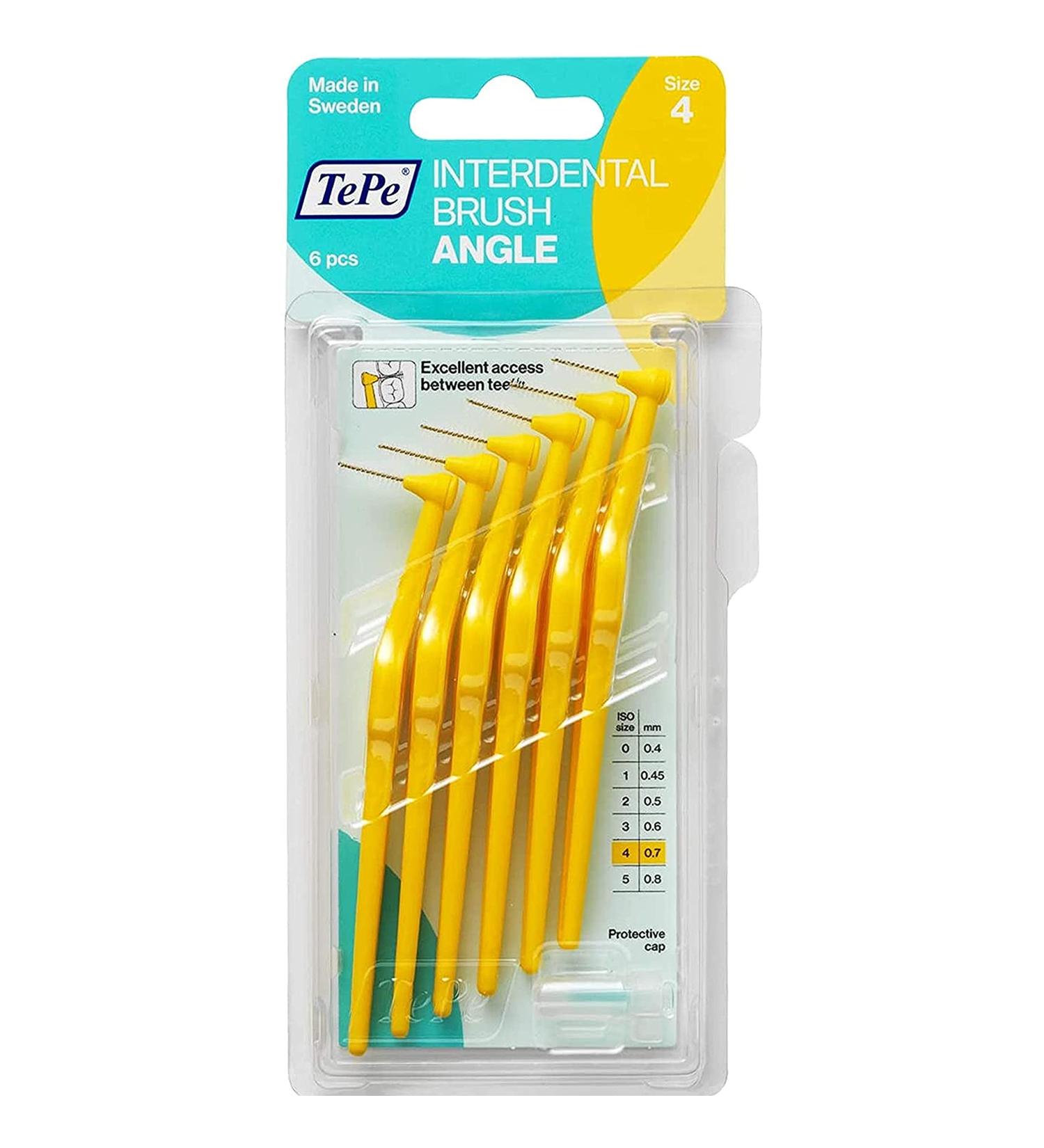 TePe 0.7 mm Size 4 Angle Interdental Brush - Pack of 6 Yellow 1 count (Pack of 6) - Buy Online on GoSupps.com