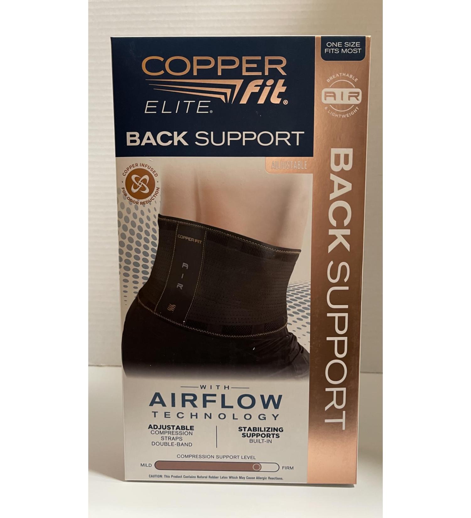 Copper Fit Elite Air Back Support Brace with Airflow Technology Adjustable Compression Straps Double Band One Size Fits Most