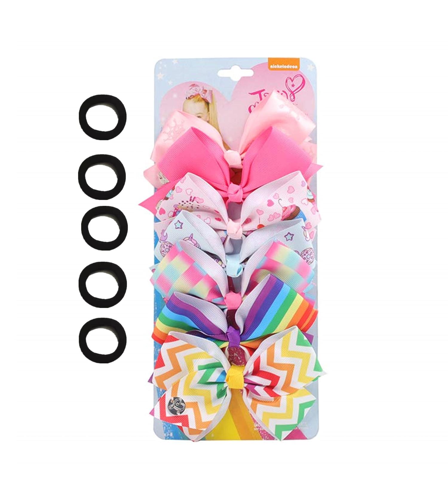 7pc JOJO Siwa Hair Bow Set for Girls | Large Grosgrain Ribbon Barrettes with Heart Emblem - Toddler Accessories - Buy Online on GoSupps.com
