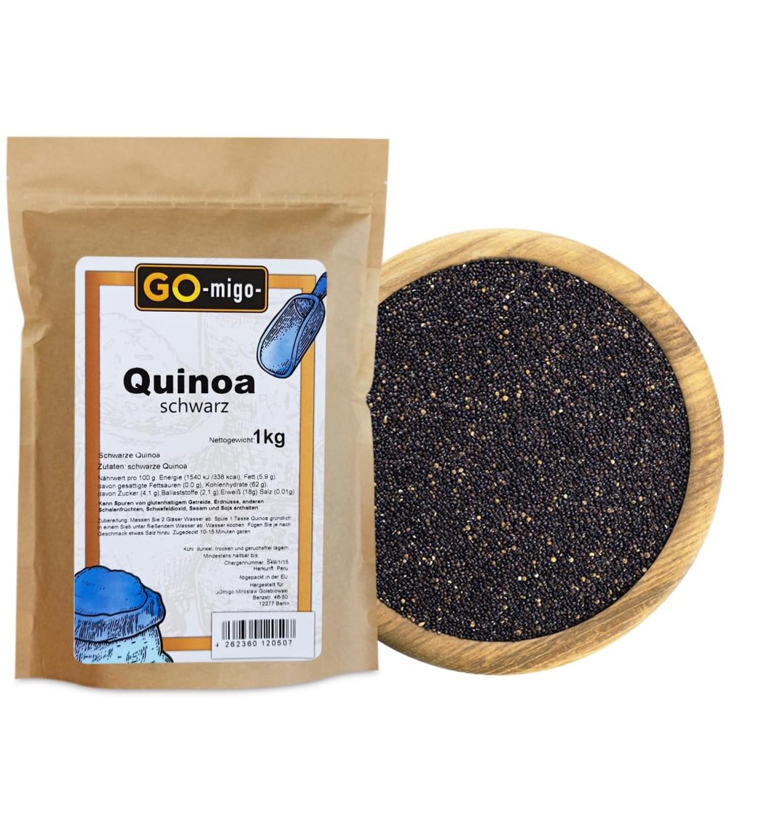 Buy 1kg Black Quinoa Seeds (1000g) - Premium Chenopodium Quinoa for International Shipping - Buy Online on GoSupps.com