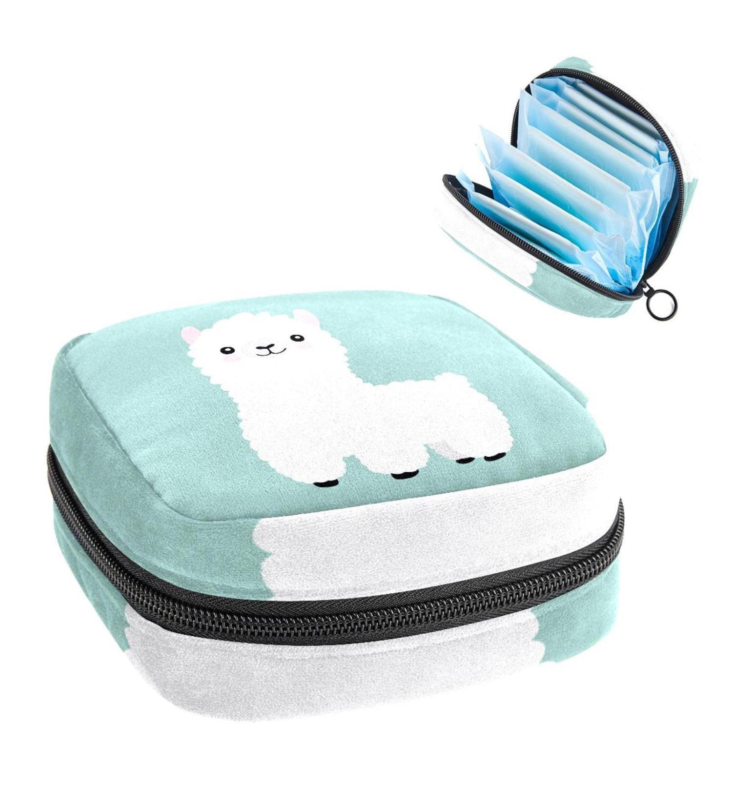 Cute Llama Sanitary Napkin Storage Bag - Multi-colored 06 - Ideal for Teen Girls and Women - Portable Menstrual Pad Organizer - Buy Online on GoSupps.com