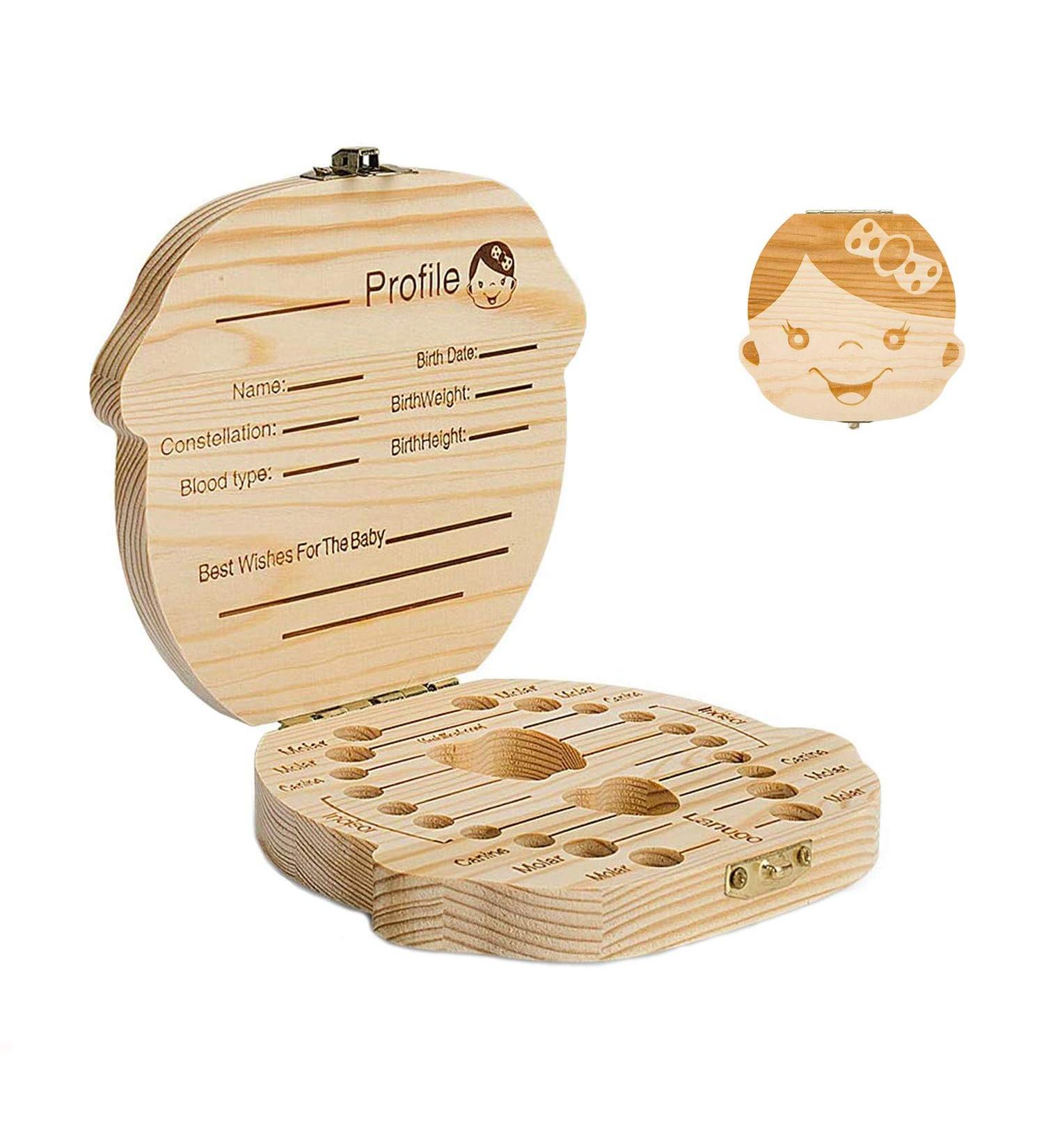 Wooden Baby Teeth Save Box - Kids Tooth Organizer in Souvenir Wood Gift (Girl) - Buy Online on GoSupps.com