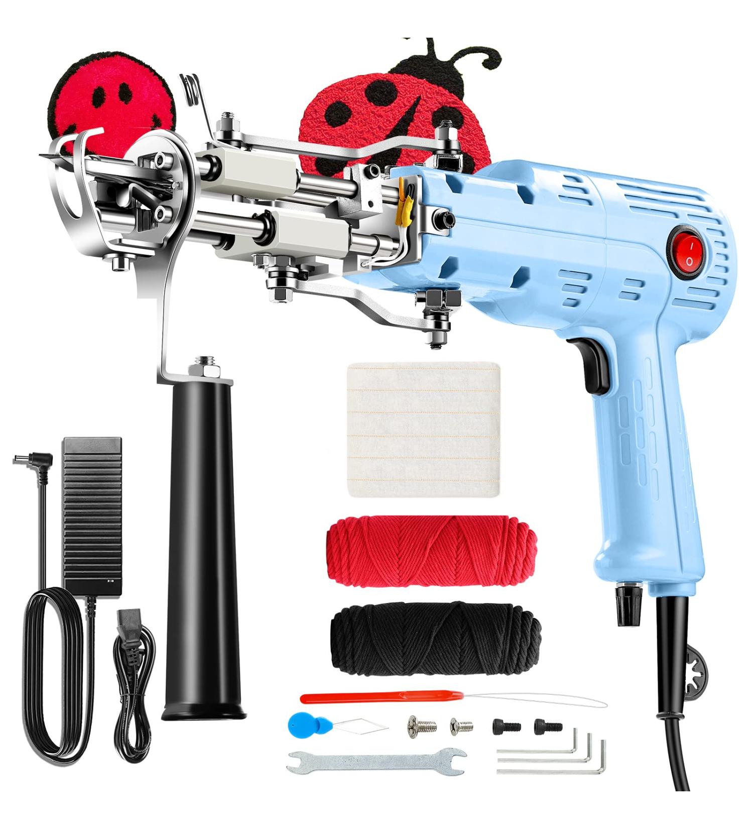 Riiai AK-III Pro Tufting Gun Kit - 2-in-1 Cut Pile Loop Pile, Speed Adjustable - Baby Blue - Buy Online on GoSupps.com