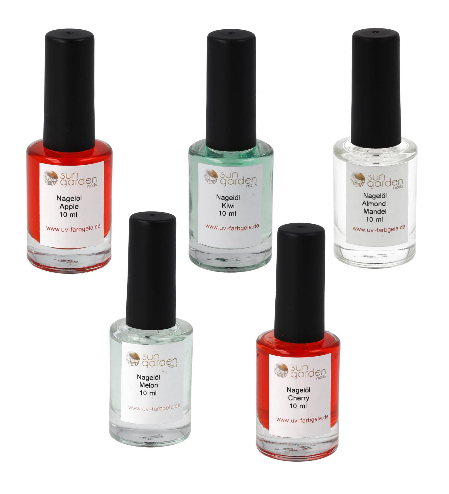 sun garden nails Nail oil in a brush bottle Set N 1 Peach Lemon Cherry Fruit Coconut 5x10ml - Buy Online on GoSupps.com