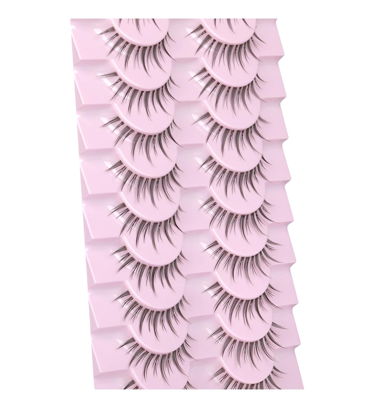 Wiwoseo 3D False Eyelashes - Japanese Spiky & Wispy Lashes, 16MM, 10 Pairs - Buy Online on GoSupps.com
