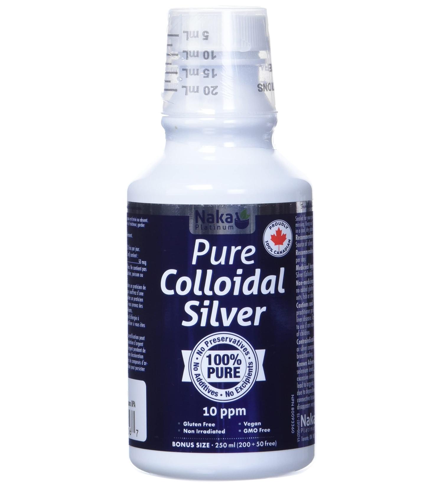 Naka Platinum - Pure Colloidal Silver 10ppm 250ml - Colloidal Silver Liquid Trace Minerals Supplement for Immune System Support - Colloidal Minerals Liquid Silver for Health - Vegan - Buy Online on GoSupps.com