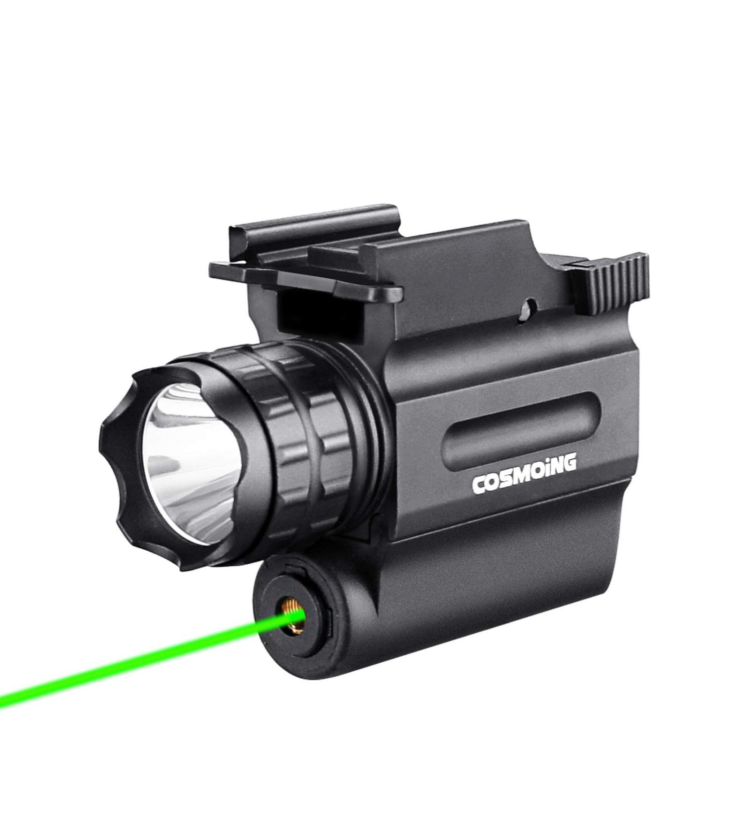 COSMOING Rail Mounted Green Laser Light Combo & 600 Lumen Strobe Pistol Flashlight - Quick Release for Pistols - Buy Online on GoSupps.com