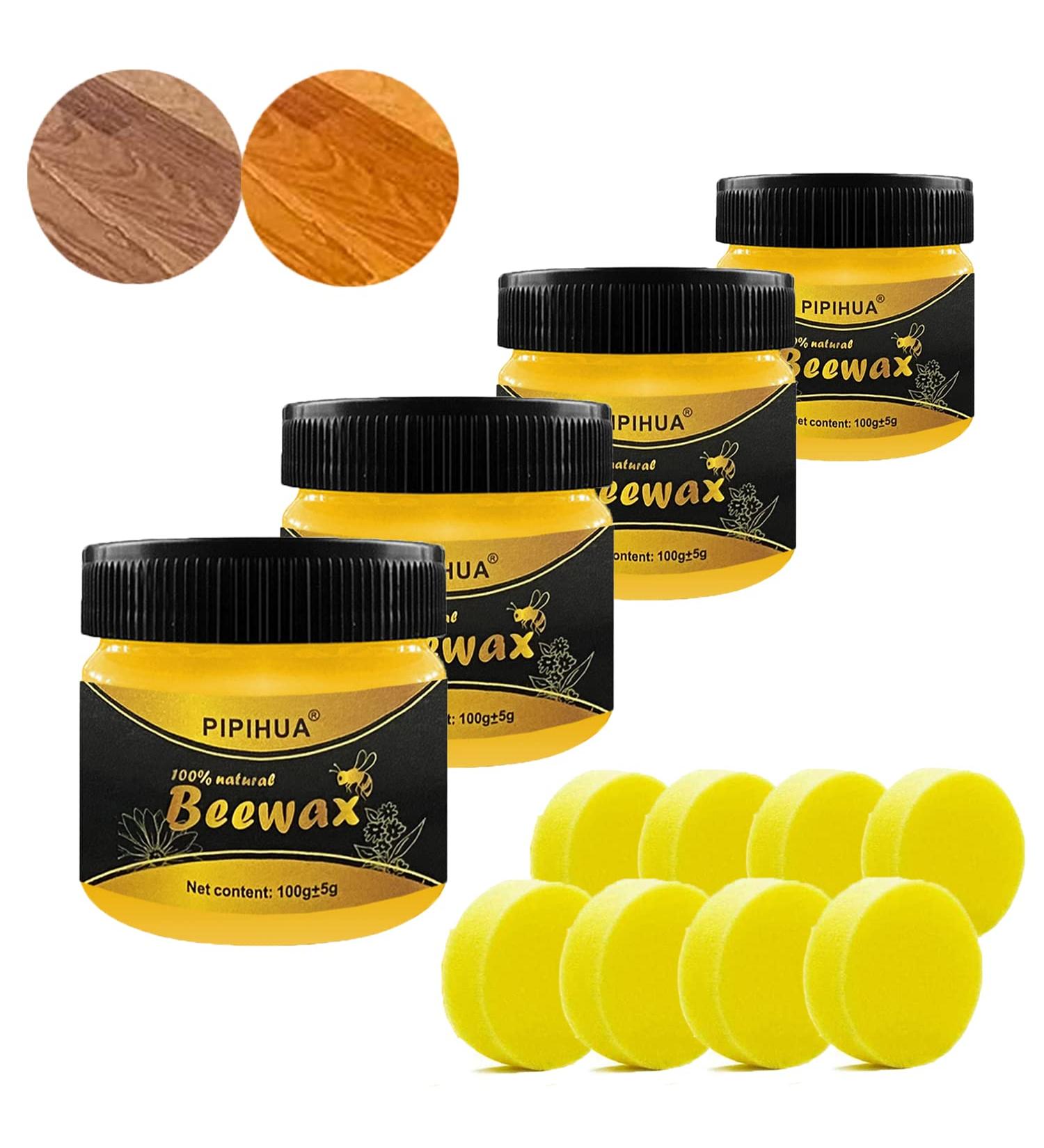 Beeswax Furniture Maintenance | Natural Wood Care & Protection | Waterproof & Abrasion-Resistant | 4x100g with 8 Sponges - Buy Online on GoSupps.com