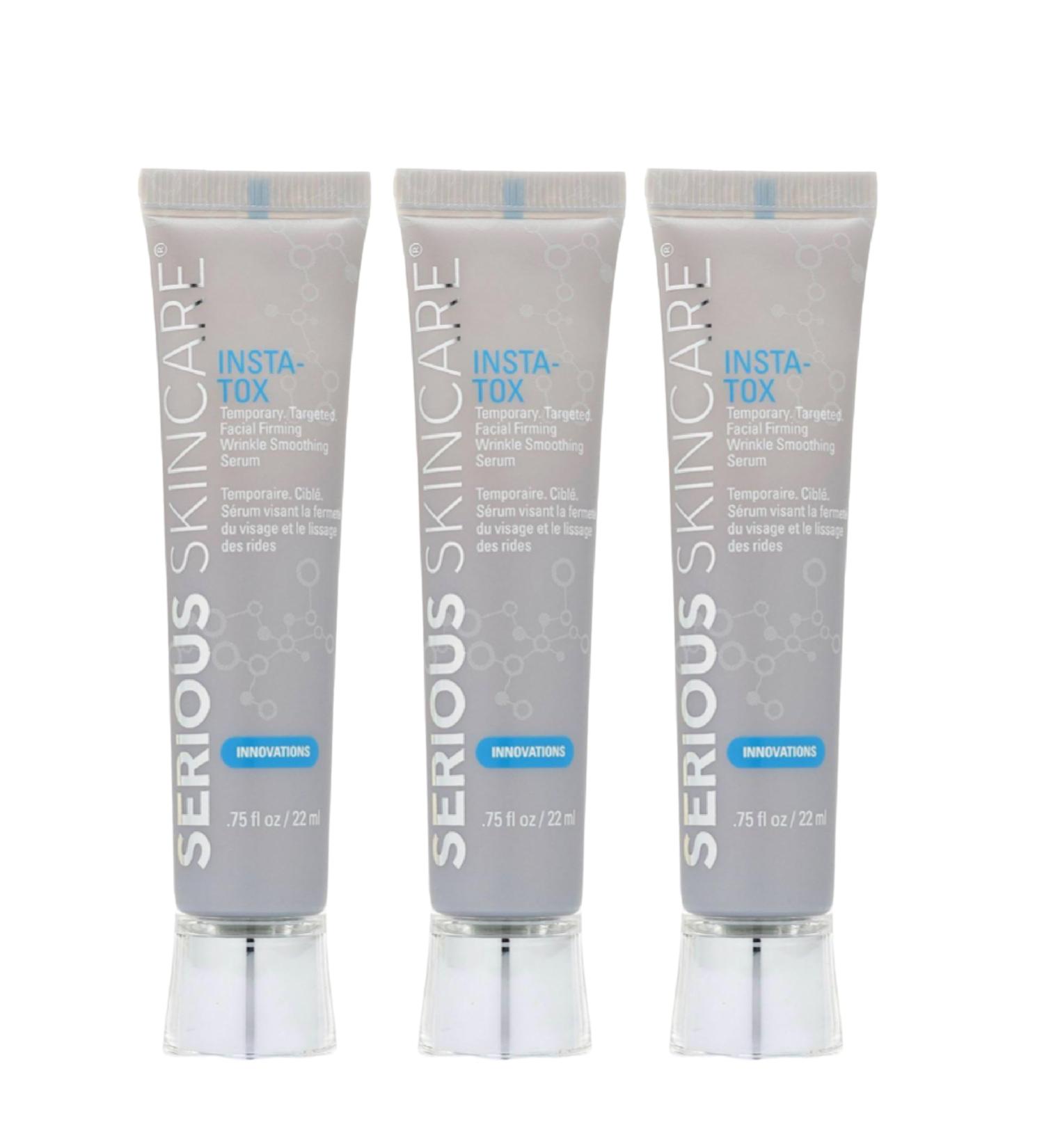 Serious Skincare INSTA-TOX Instant Wrinkle Smoothing Serum Trio - Reduce Lines Wrinkles & Pores - Perfect for All Skin Types - 0.75 Fl. Oz. (3 Pack) - Fast International Shipping - Buy Online on GoSupps.com